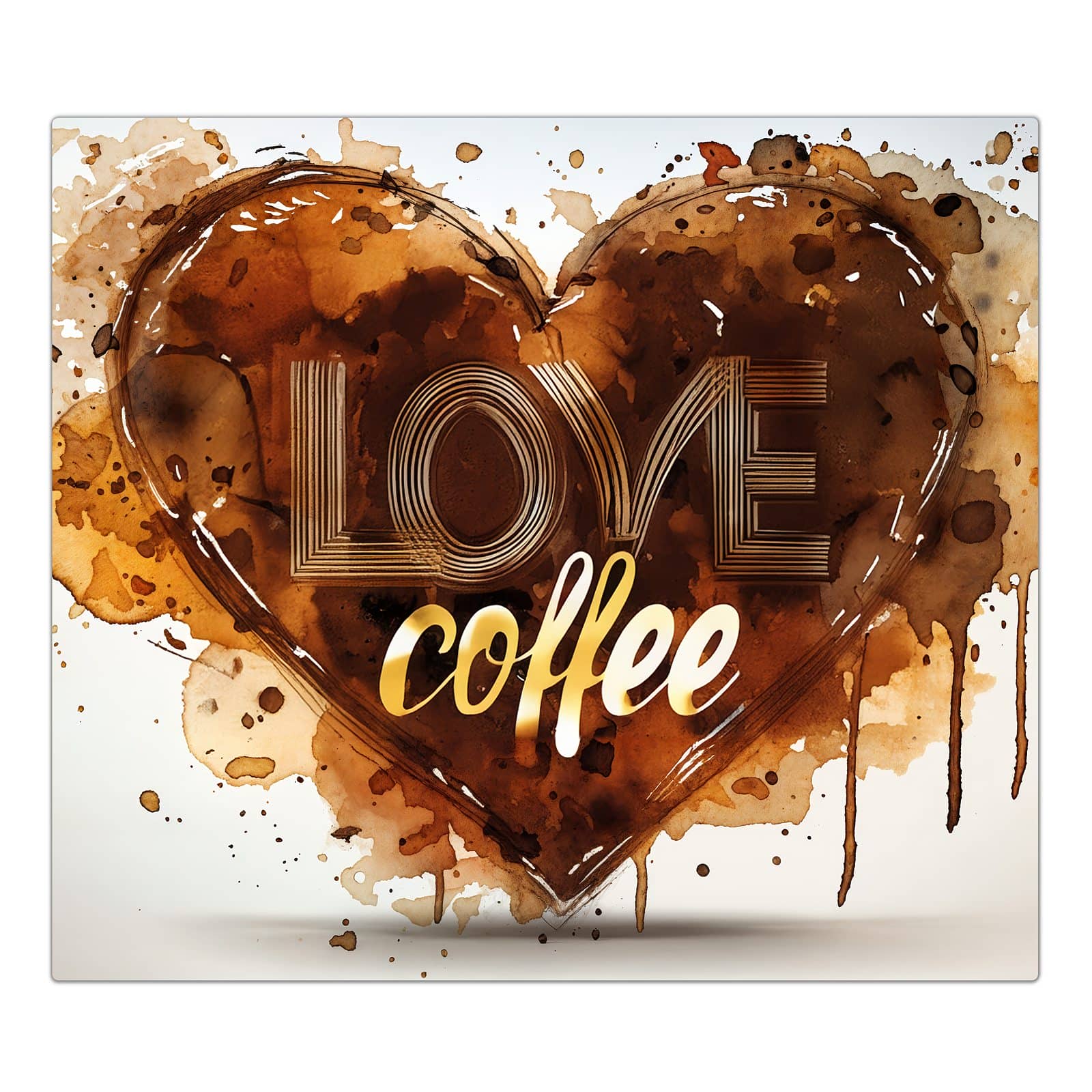 1-teilige Herdabdeckplatten mit Kaffeeherz-Motiv in der Frontansicht #grösse_1-Teilig (60x52cm)