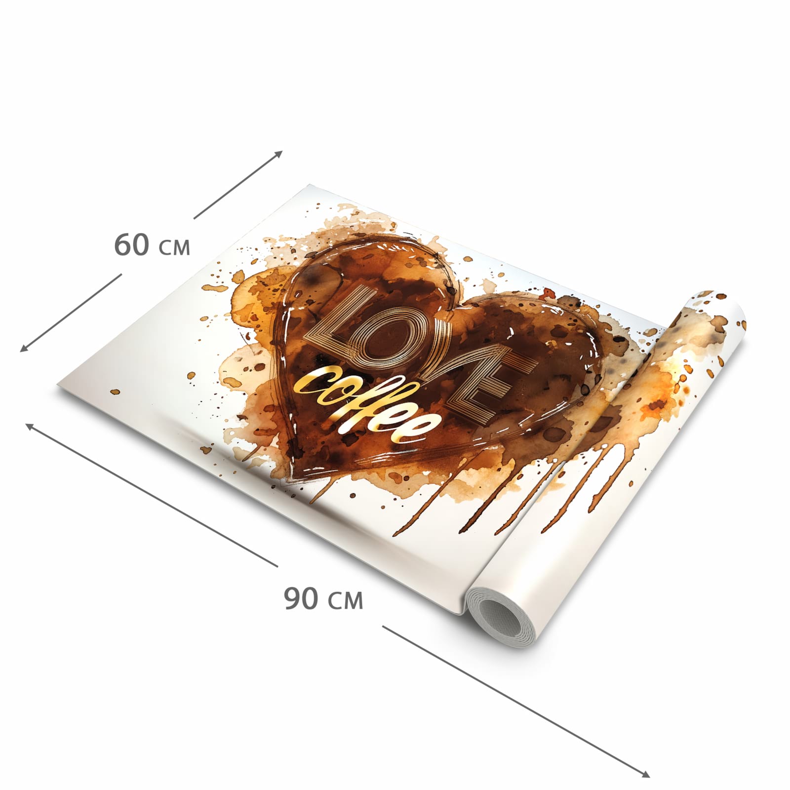 Fleckenresistenter rutschfester Küchenläufer mit Motiv Kaffeeherz in der Größe 80x280 cm