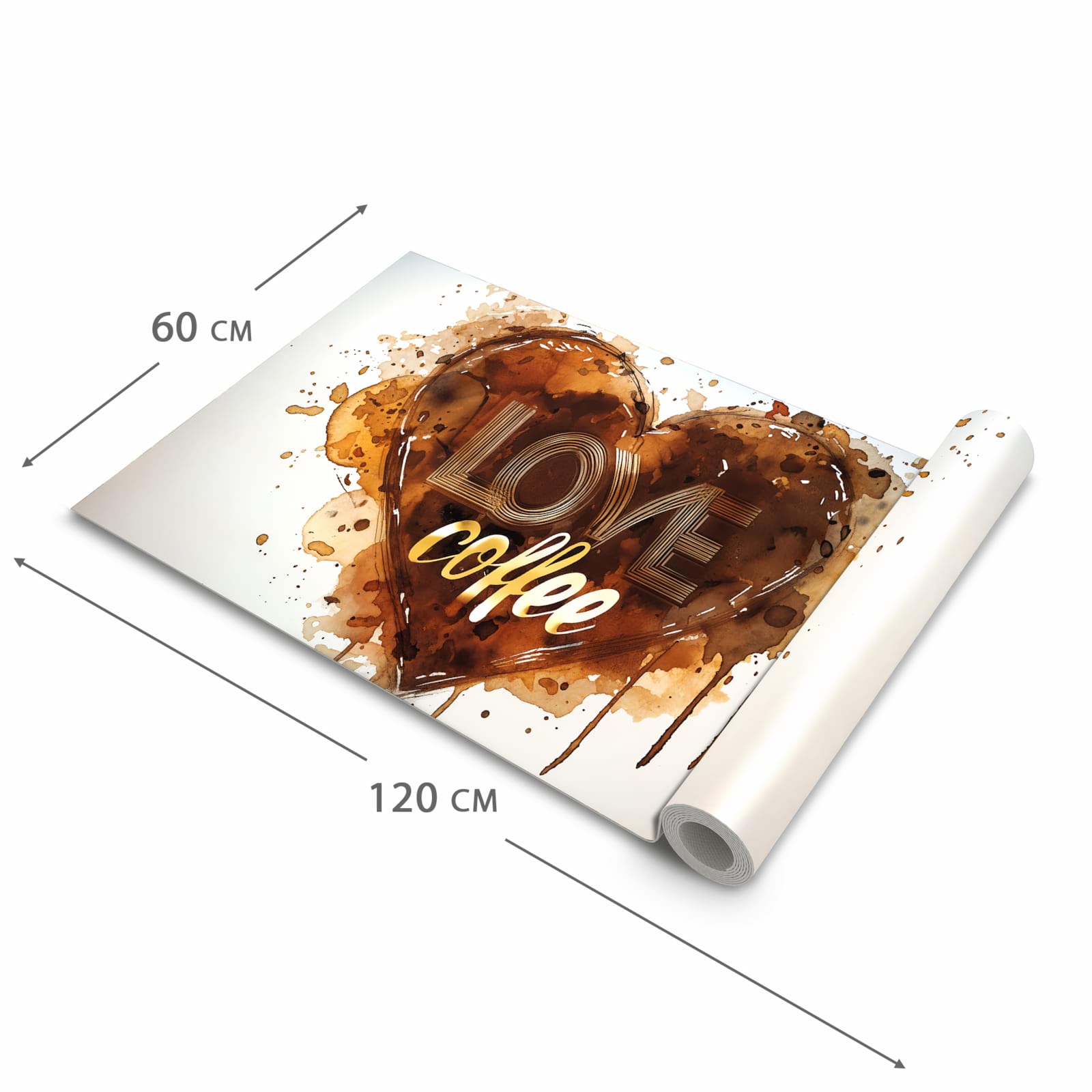 Zeitsparender großer Küchenteppich mit Motiv Kaffeeherz in der Größe 80x280 cm