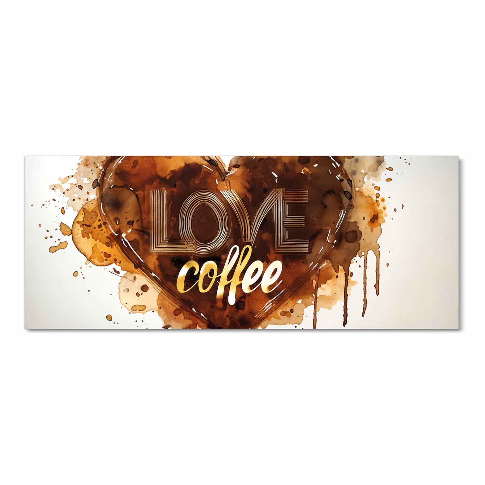 Rutschfester dünner Teppich mit Motiv Kaffeeherz in Frontansicht für sicheren Stand