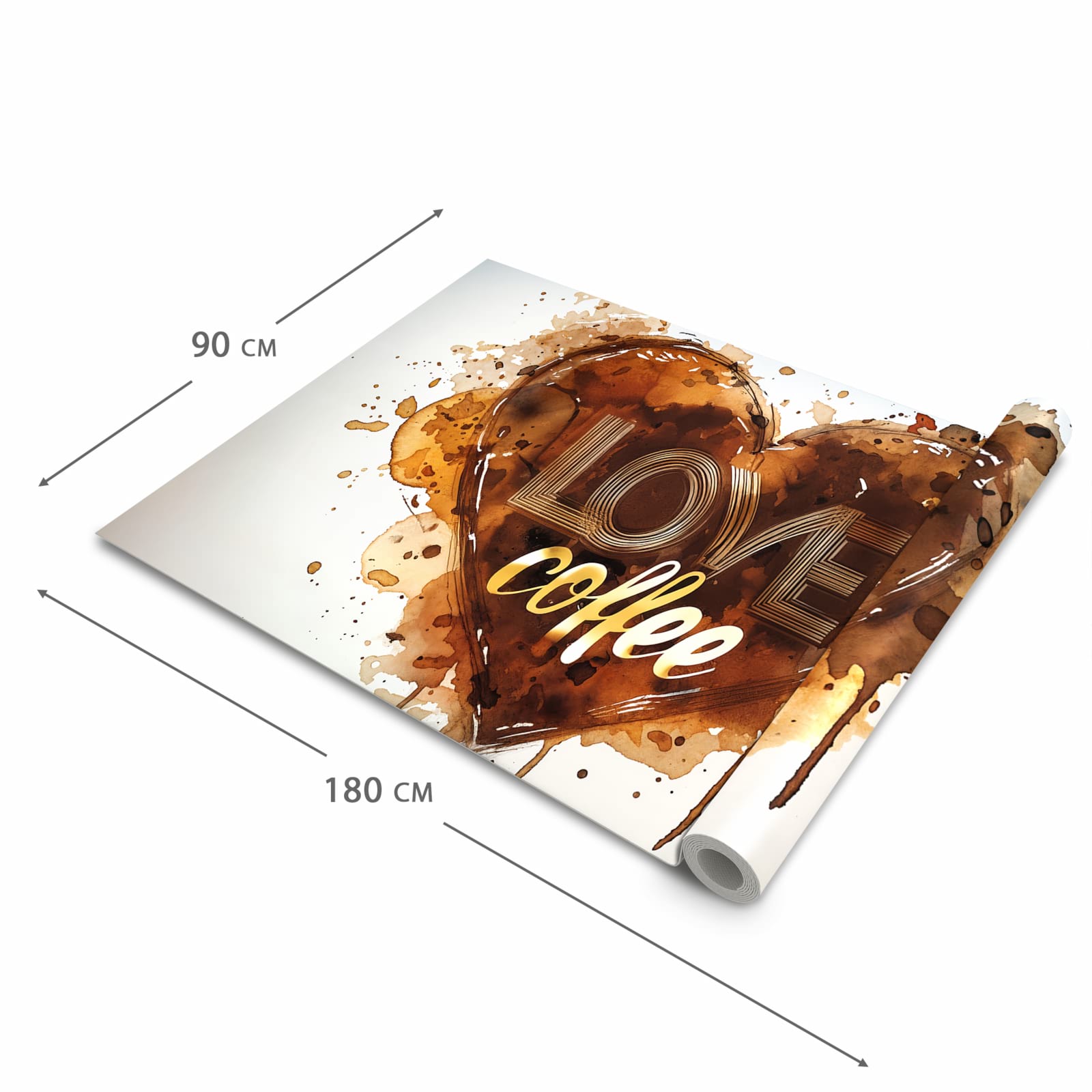 Pflegeleichter moderner Küchenläufer mit Motiv Kaffeeherz in der Größe 80x280 cm