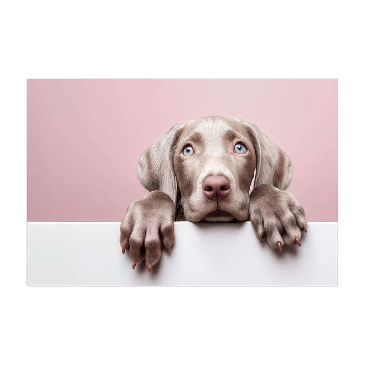 Küchenrückwand aus Glas Weimaraner Welpe im Hochformat, Motiv bildfüllend von vorn