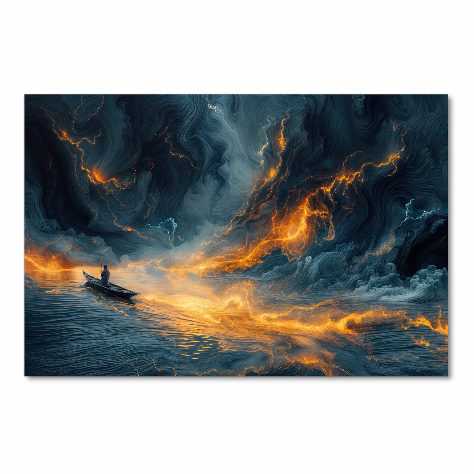 UV-beständiger Küchenteppich mit Motiv Feuer und Wasser in Frontansicht für die Küche