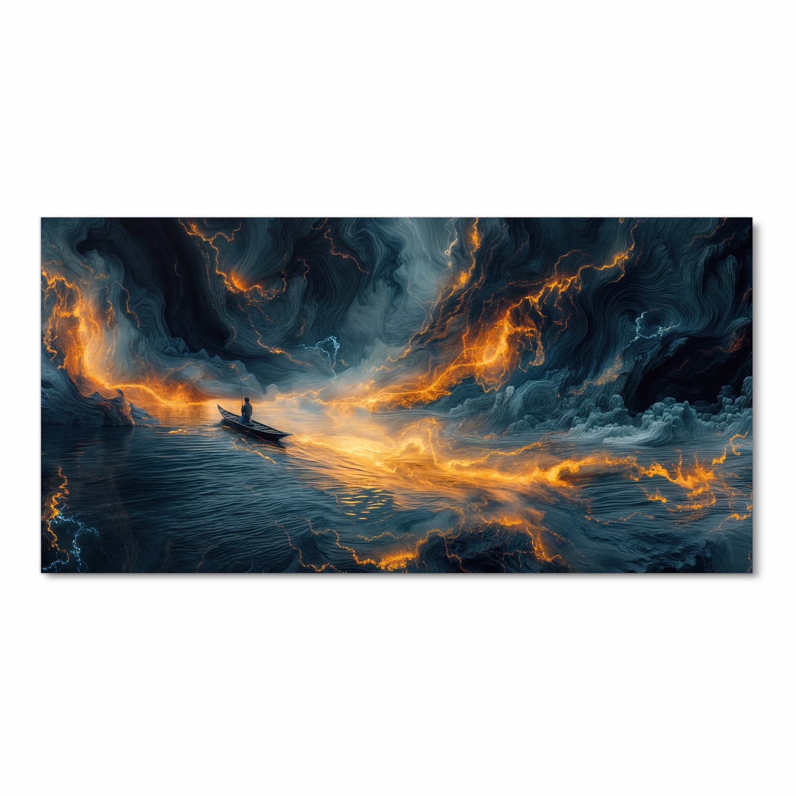 Farbbeständiger Küchenteppich mit Motiv Feuer und Wasser in Frontansicht