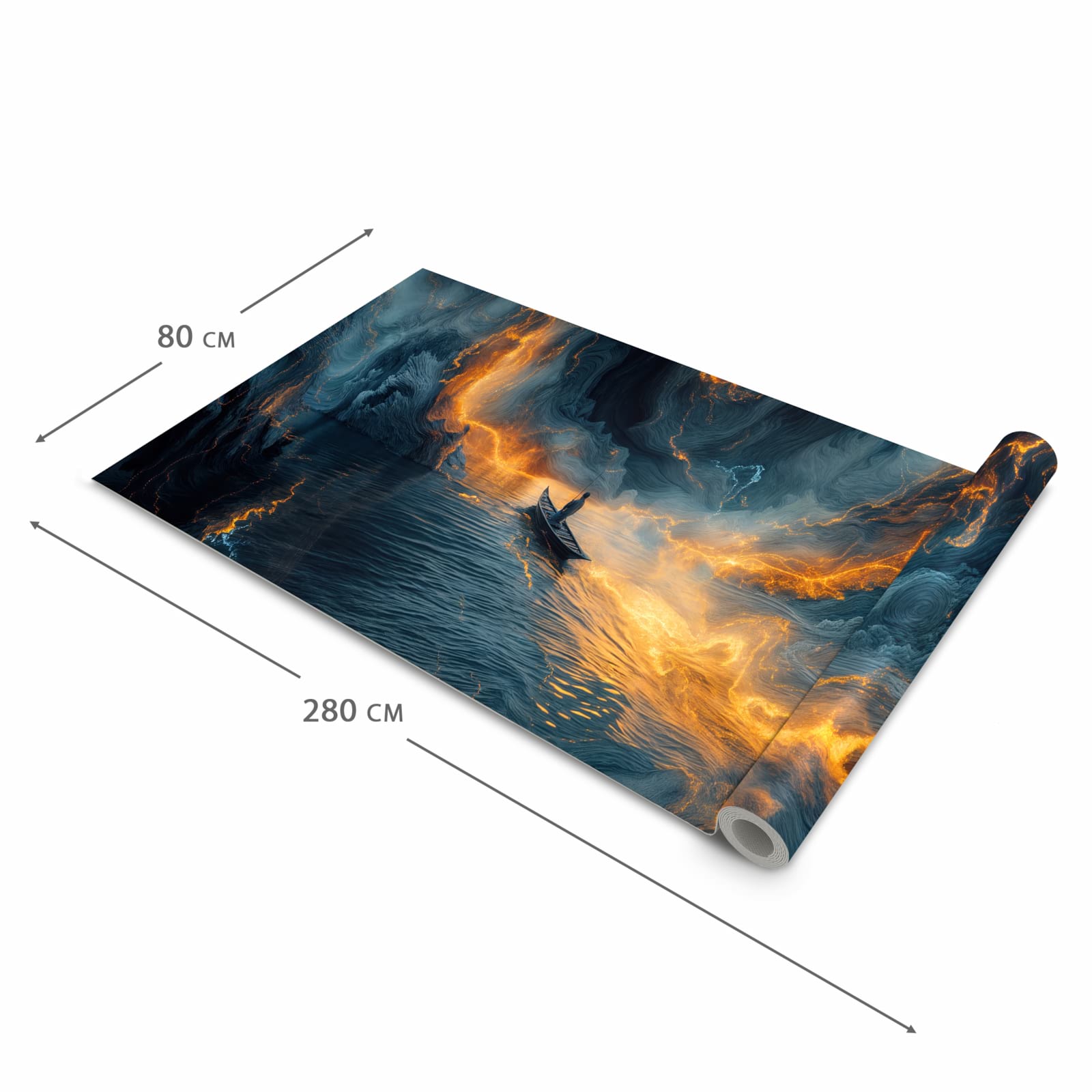 Pflegeleichter Läufer Eingangsbereich mit Motiv Feuer und Wasser in der Größe 80x250 cm