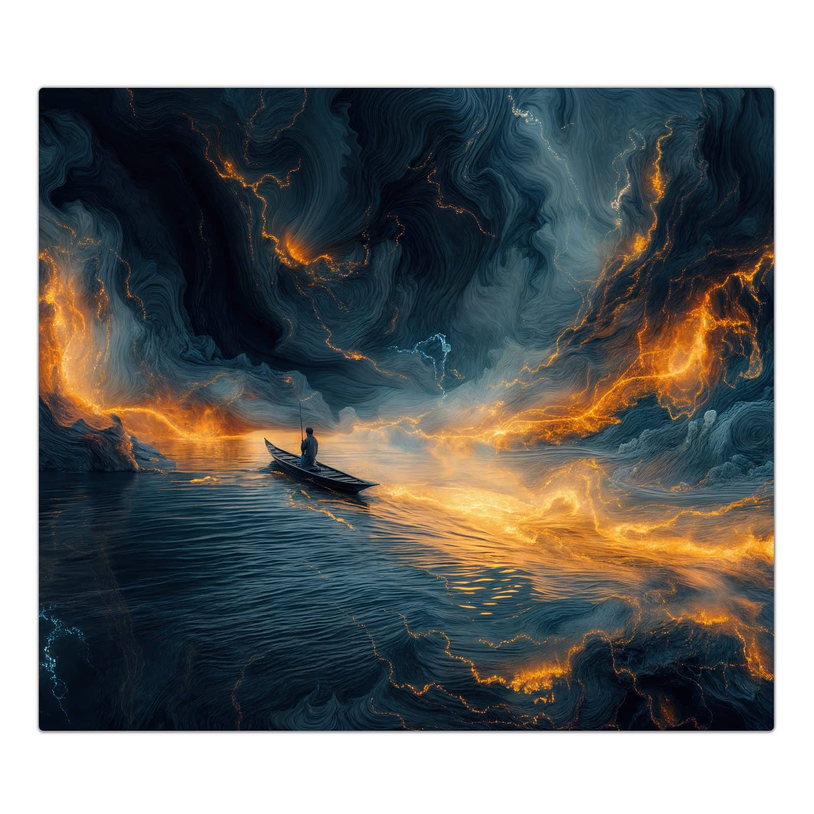 1-teilige Herdabdeckung für Induktionsfeld mit Feuer und Wasser-Motiv in der Frontansicht #grösse_1-Teilig (60x52cm)