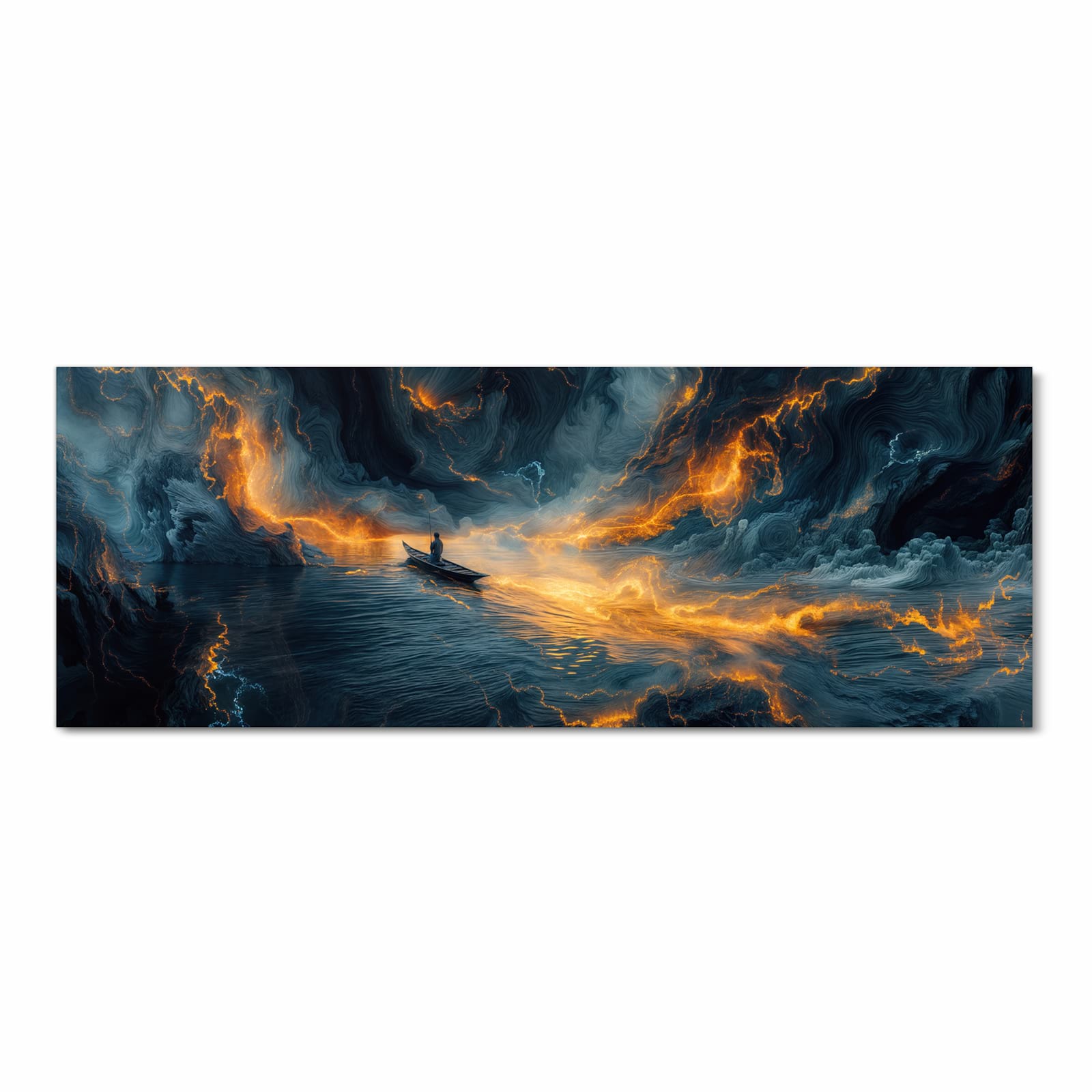 Schmutzabweisender Küchenläufer mit Motiv Feuer und Wasser in Frontansicht