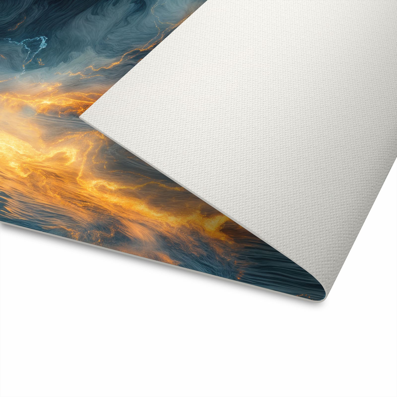 Bodenschonender rutschfester Küchenläufer mit Motiv Feuer und Wasser in Unterseite