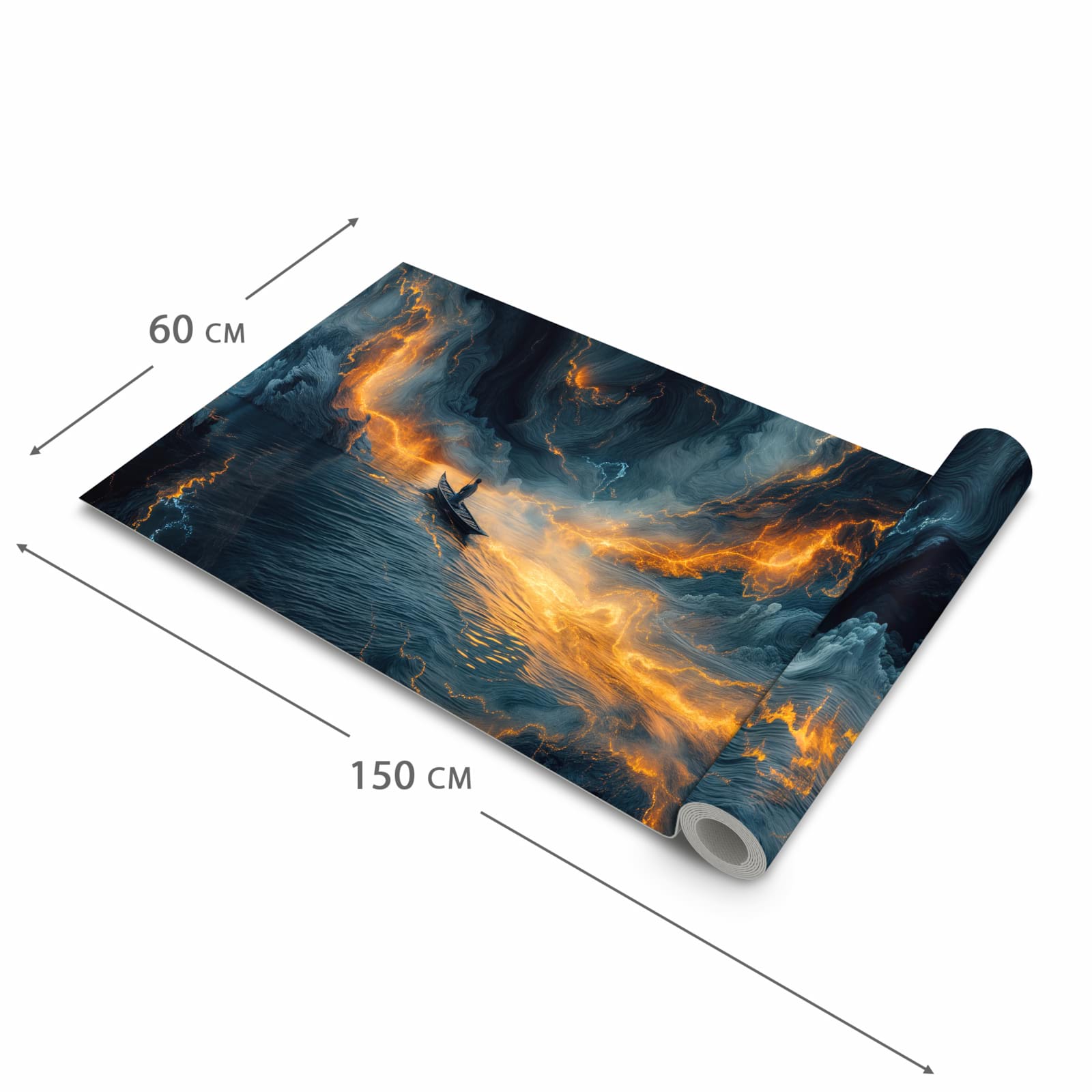 UV-beständiger Küchenvorleger mit Motiv Feuer und Wasser in der Größe 80x250 cm