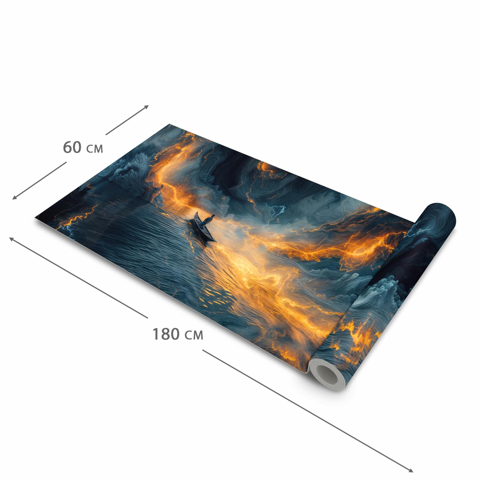 Waschbarer Küchenteppich mit Motiv Feuer und Wasser in der Größe 80x250 cm für Trittkomfort