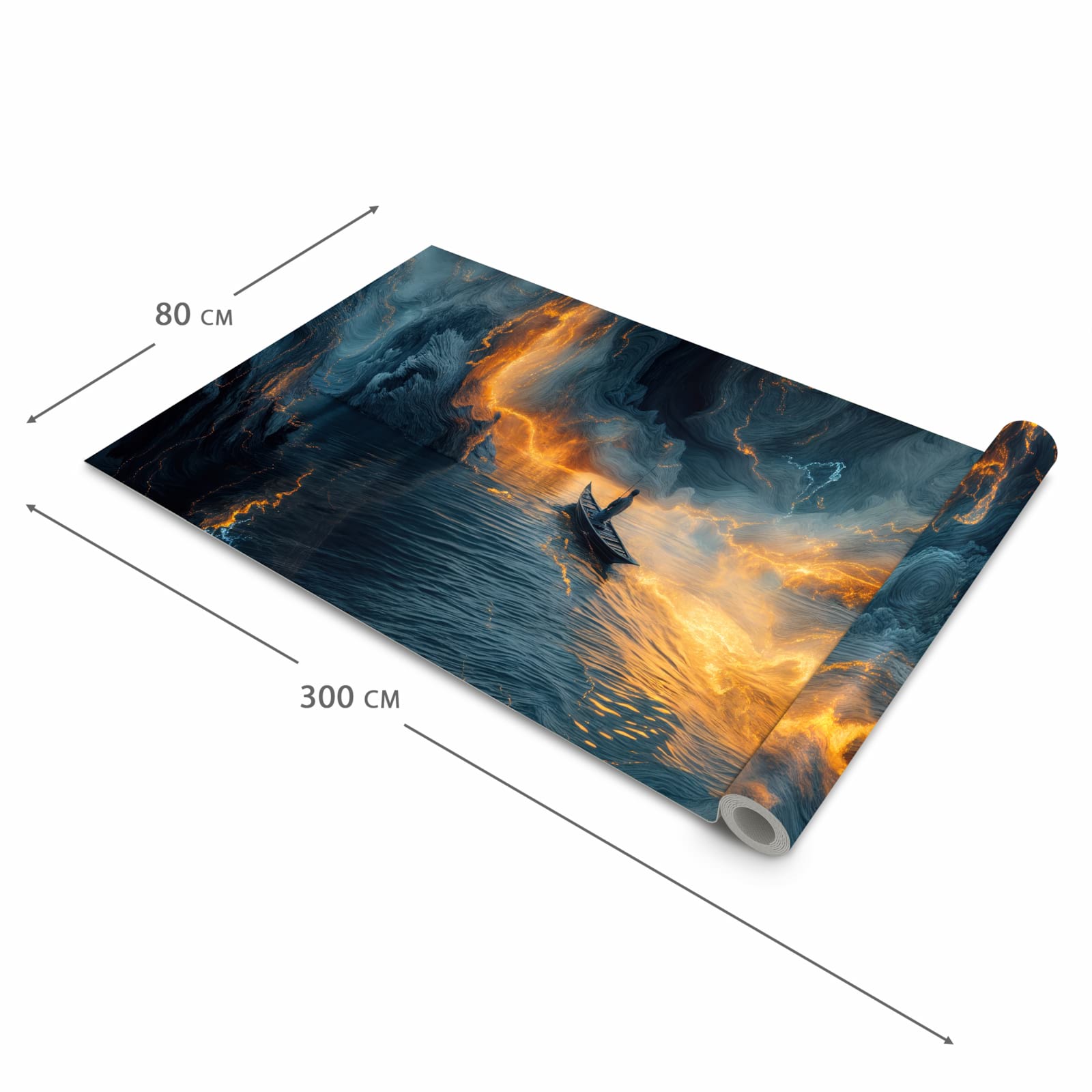 Komfortabler Läufer flur rutschfest mit Motiv Feuer und Wasser in der Grösse 80x250 cm