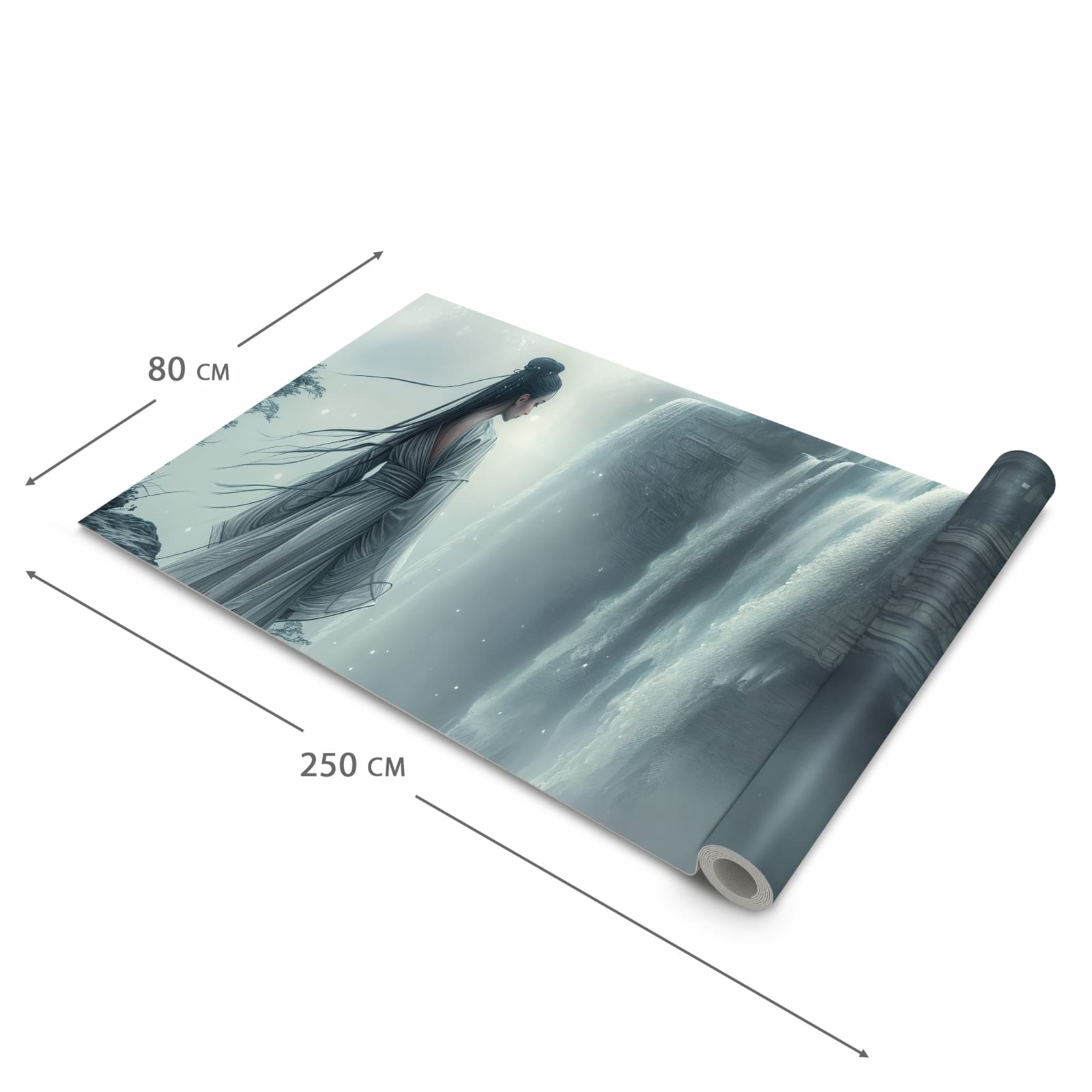 Komfortabler rutschfester Küchenläufer mit Motiv Frau Am Wasserfall in der Größe 80x200 cm