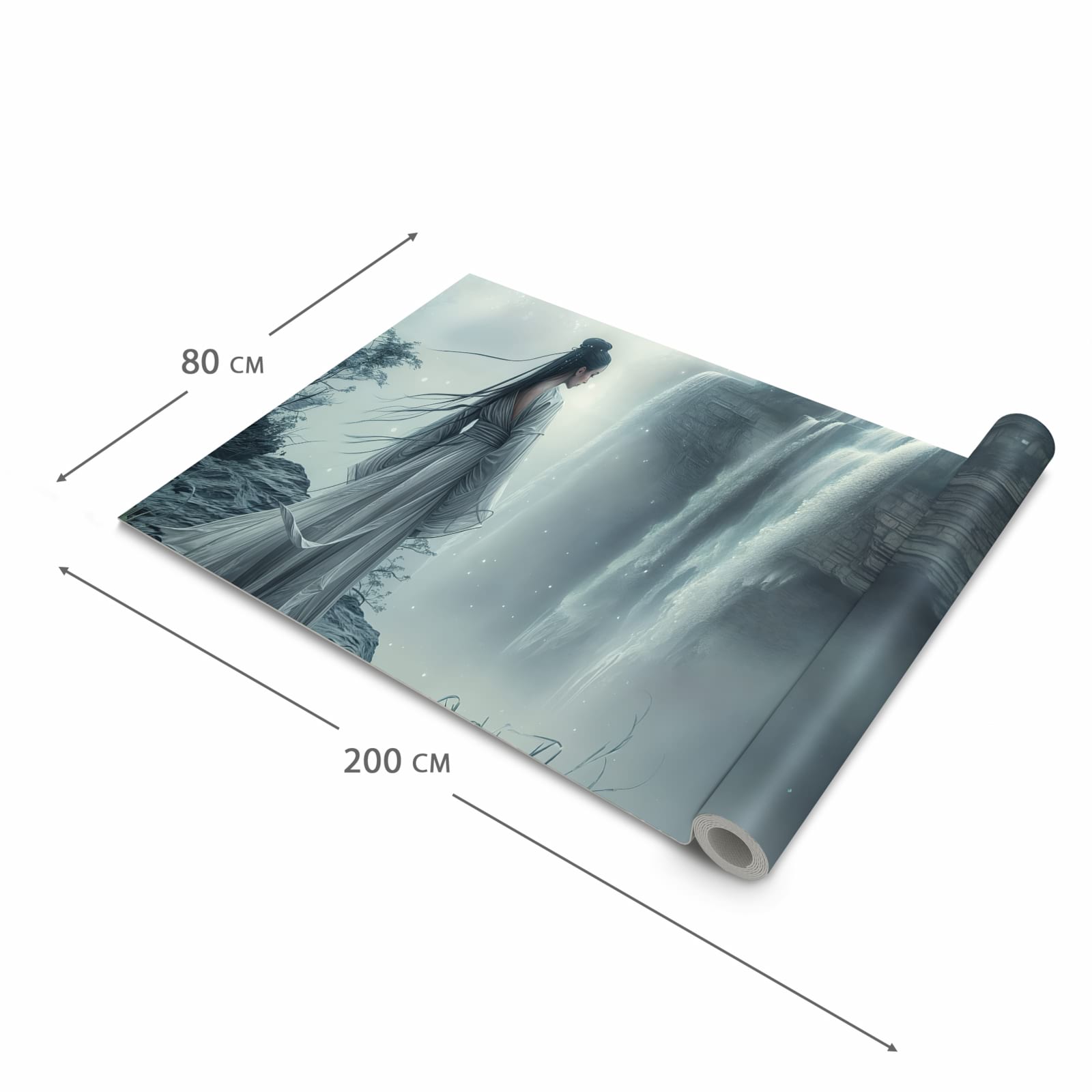 Pflegeleichter waschbarer Küchenläufer mit Motiv Frau Am Wasserfall in der Grösse 80x200 cm