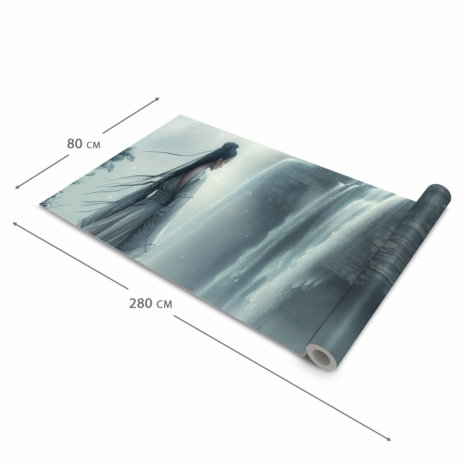 Rutschhemmender moderner Küchenläufer mit Motiv Frau Am Wasserfall in der Grösse 80x200 cm