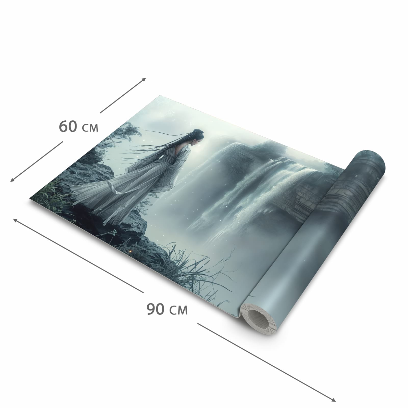 Flacher rutschfester Küchenläufer mit Motiv Frau Am Wasserfall in der Grösse 80x200 cm