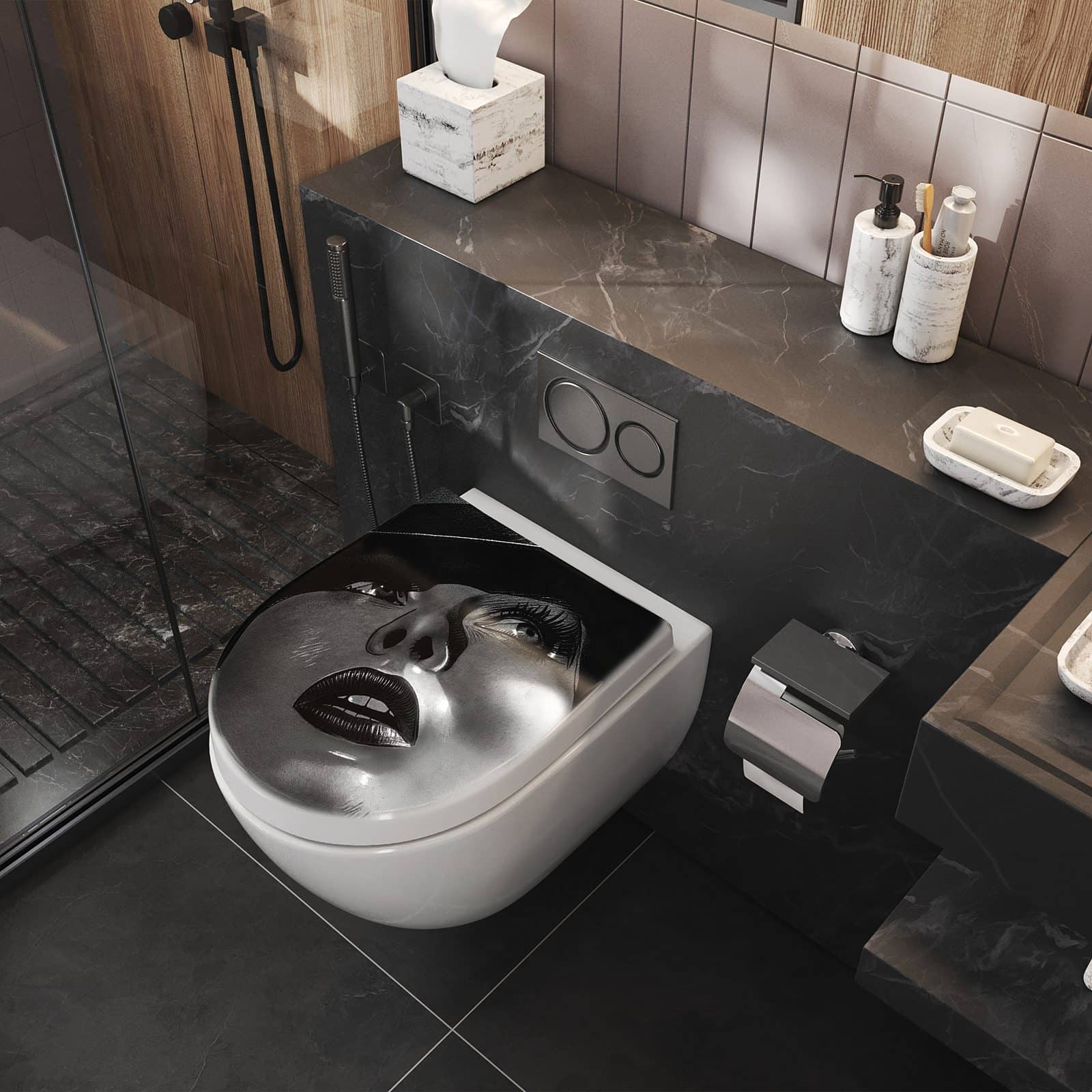 WC-Sitz mit Absenkautomatik Schattenporträt