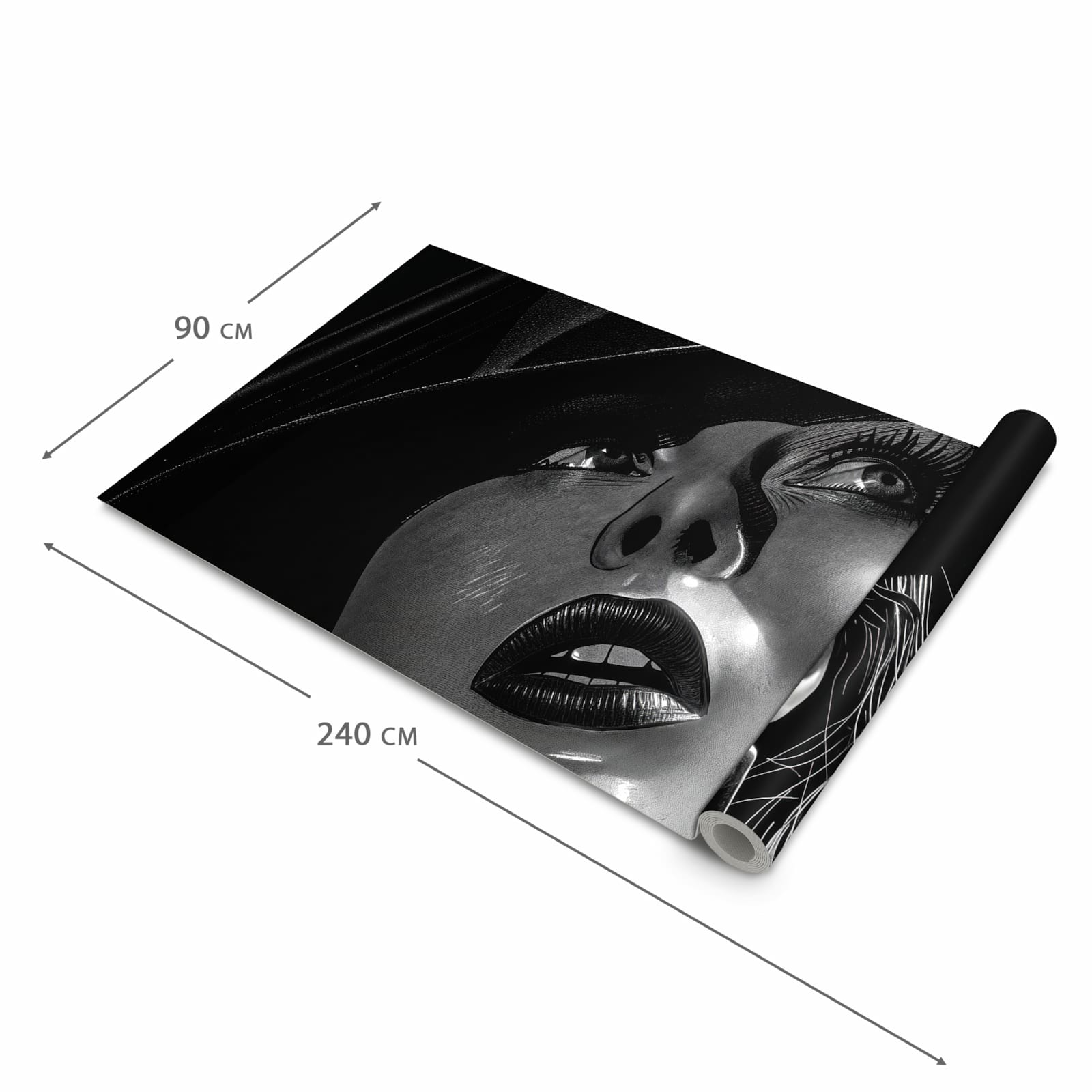 UV-beständiger rutschfester Küchenteppich mit Motiv Schattenporträt in der Grösse 80x200 cm