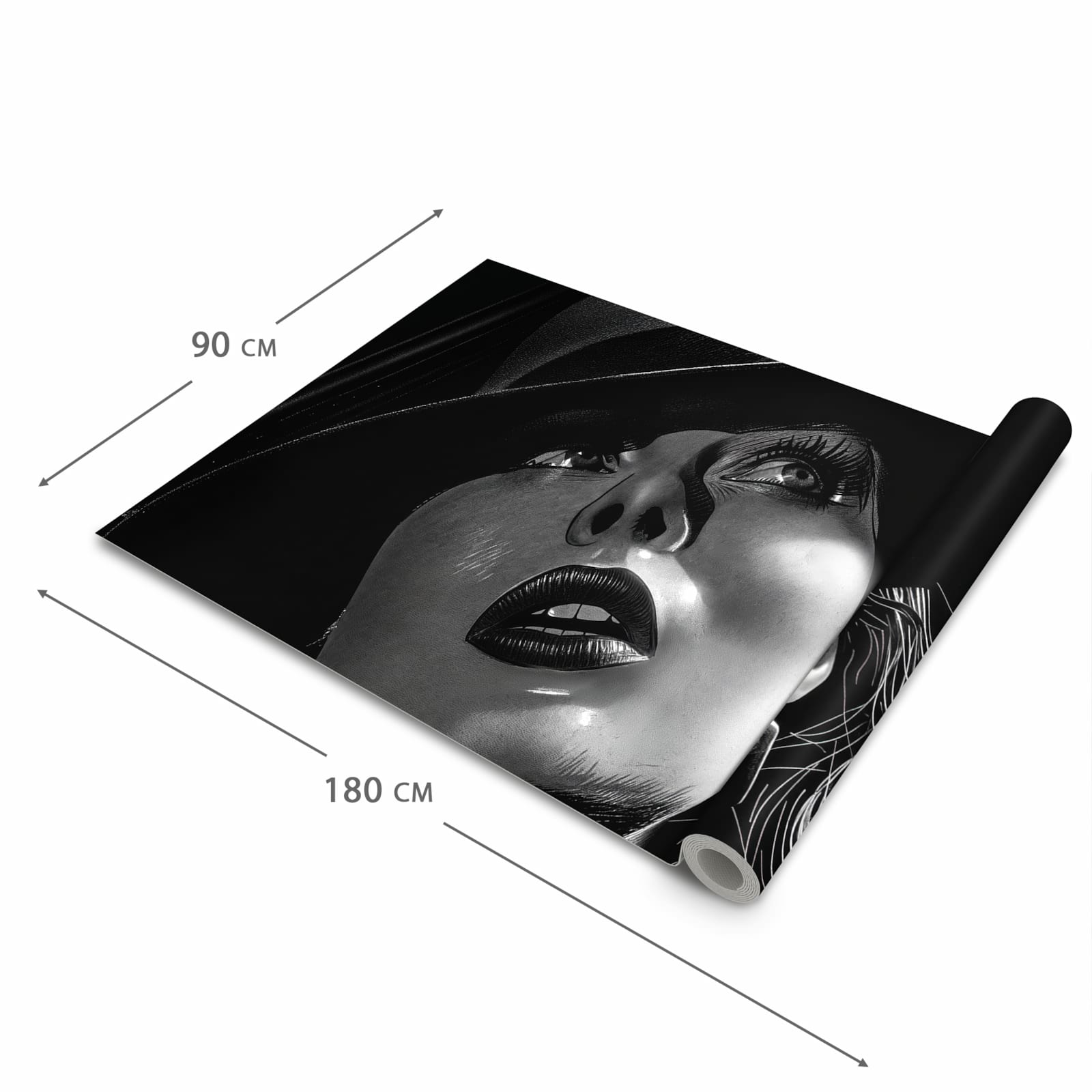 Abriebfester großer Küchenteppich mit Motiv Schattenporträt in der Größe 80x200 cm
