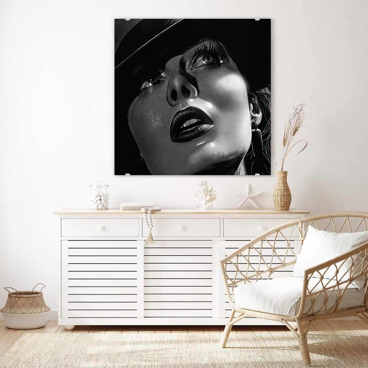 Echtglas, 4 mm – kein Acryl, keine Folie – Wandbild - Schattenporträt - Quadratisch
