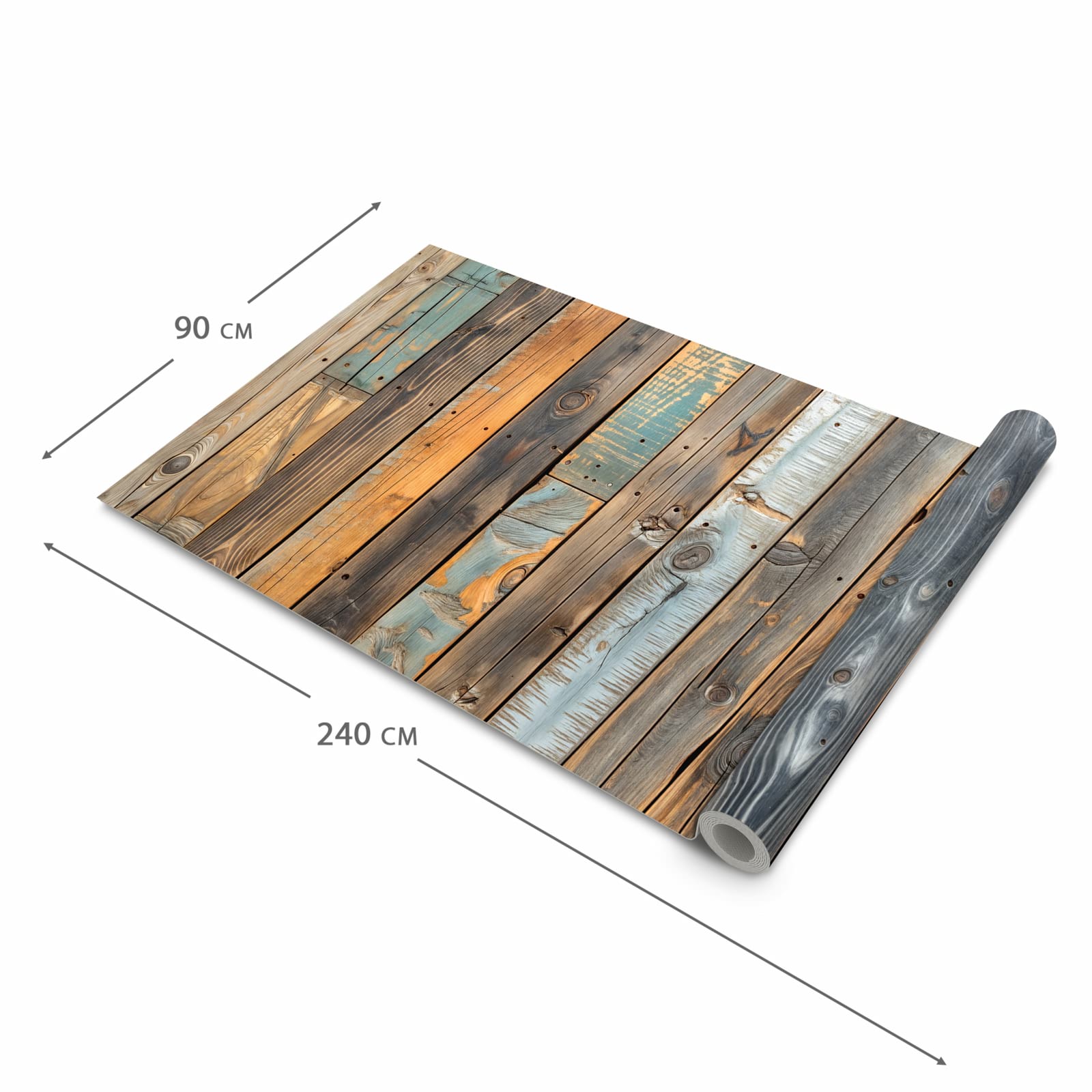 Waschbarer Teppich fürs Esszimmer mit Motiv Holzwandpaneele in der Größe 60x90 cm