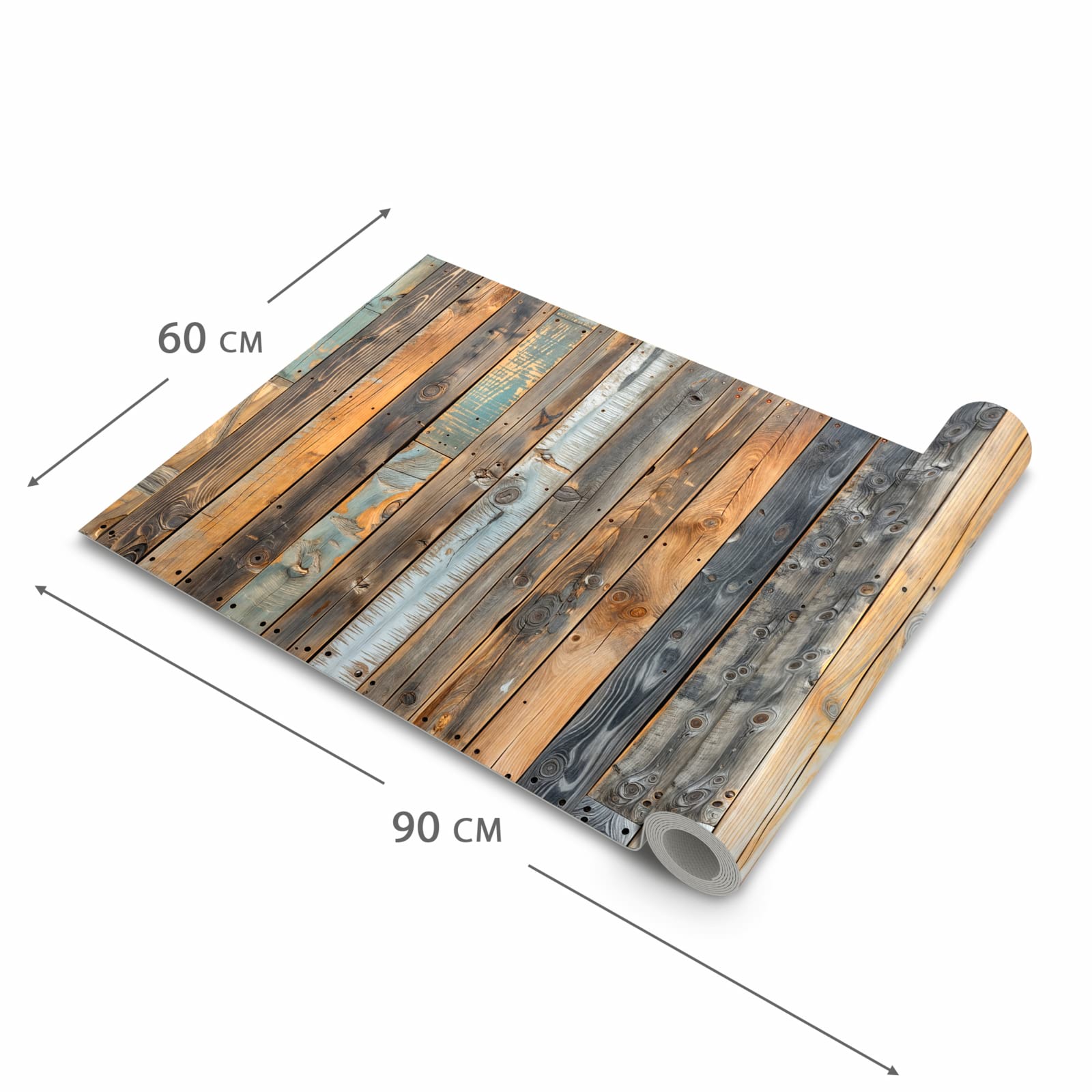 Komfortabler langer Teppich mit Motiv Holzwandpaneele in der Grösse 60x90 cm