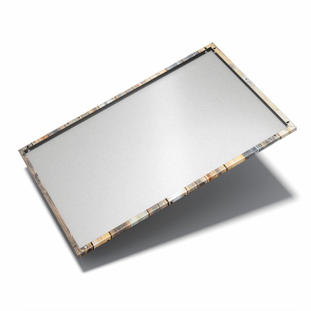 Nur 7 mm – liegt eng an der Wand – Metall Magnettafel - Bunte Holzwand