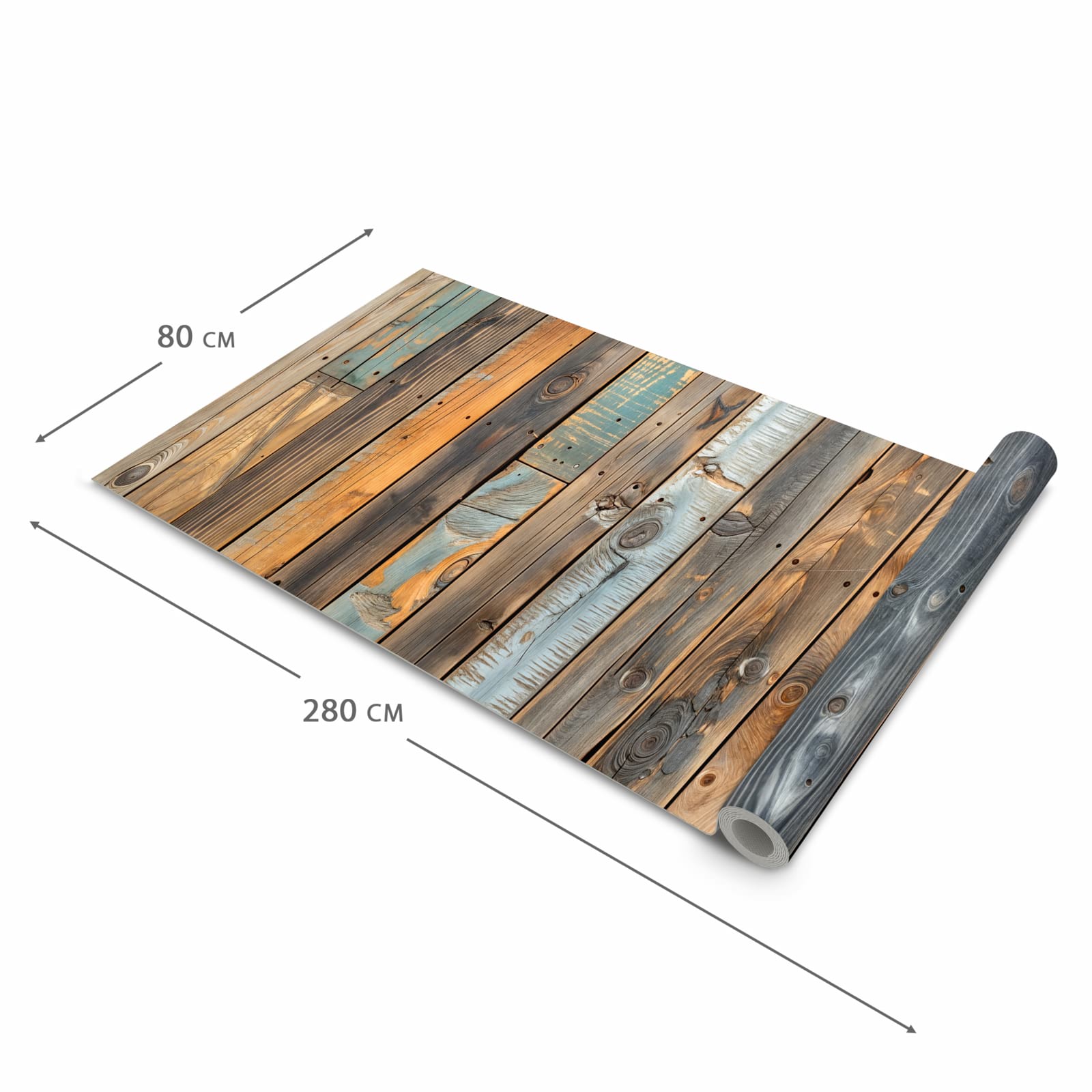 Dünner Küchenteppich mit Motiv Holzwandpaneele in der Grösse 60x90 cm - angenehme Haptik