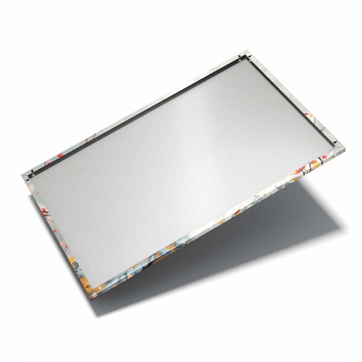 Nur 7 mm – liegt eng an der Wand – Metall Magnettafel - Specht zwischen Blumen