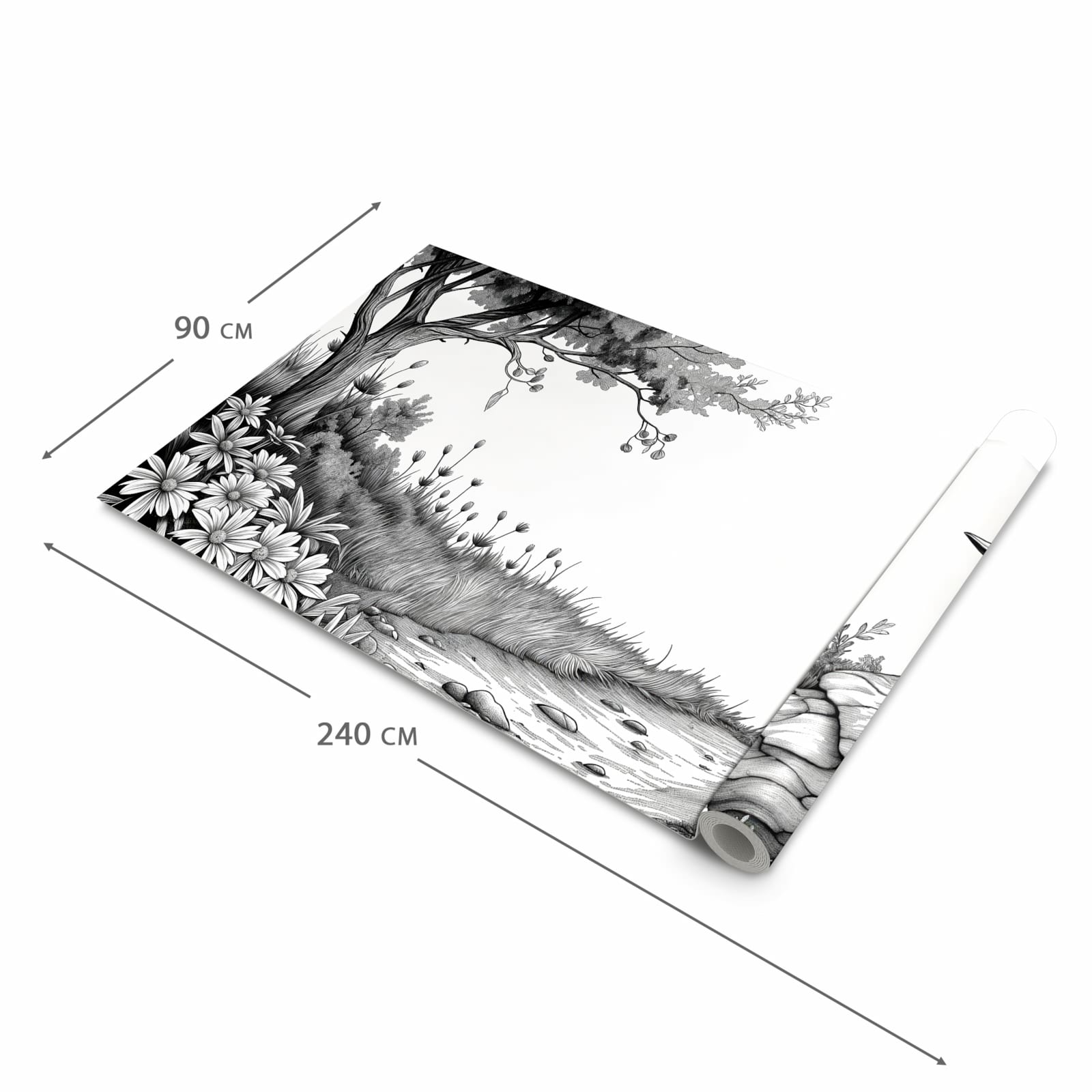 Rutschfester Küchenteppich mit Motiv Natur Illustration in der Grösse 60x90 cm