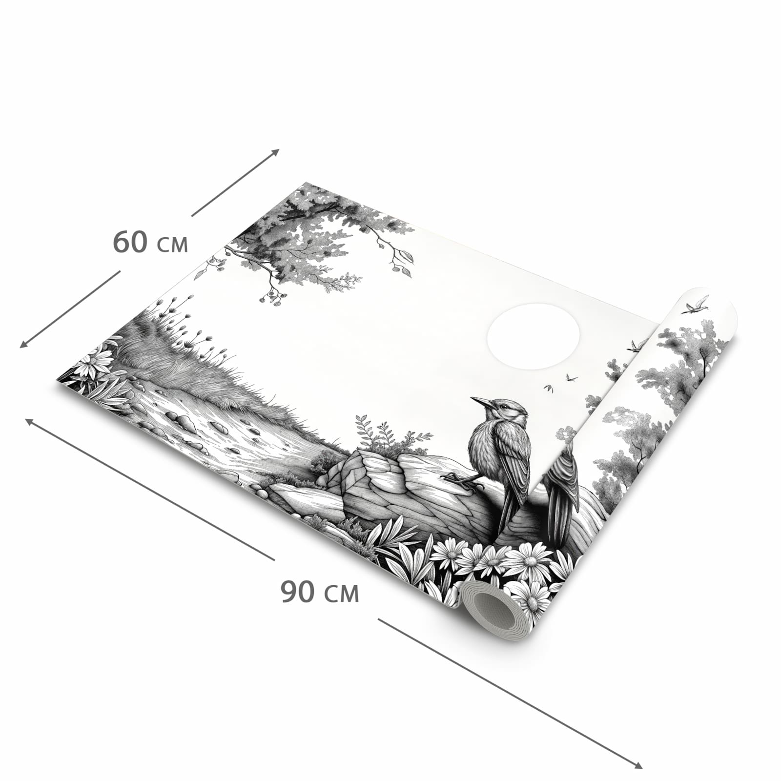 Rutschfester Küchenläufer mit Motiv Natur Illustration in der Grösse 60x300 cm - einfach zu reinigen