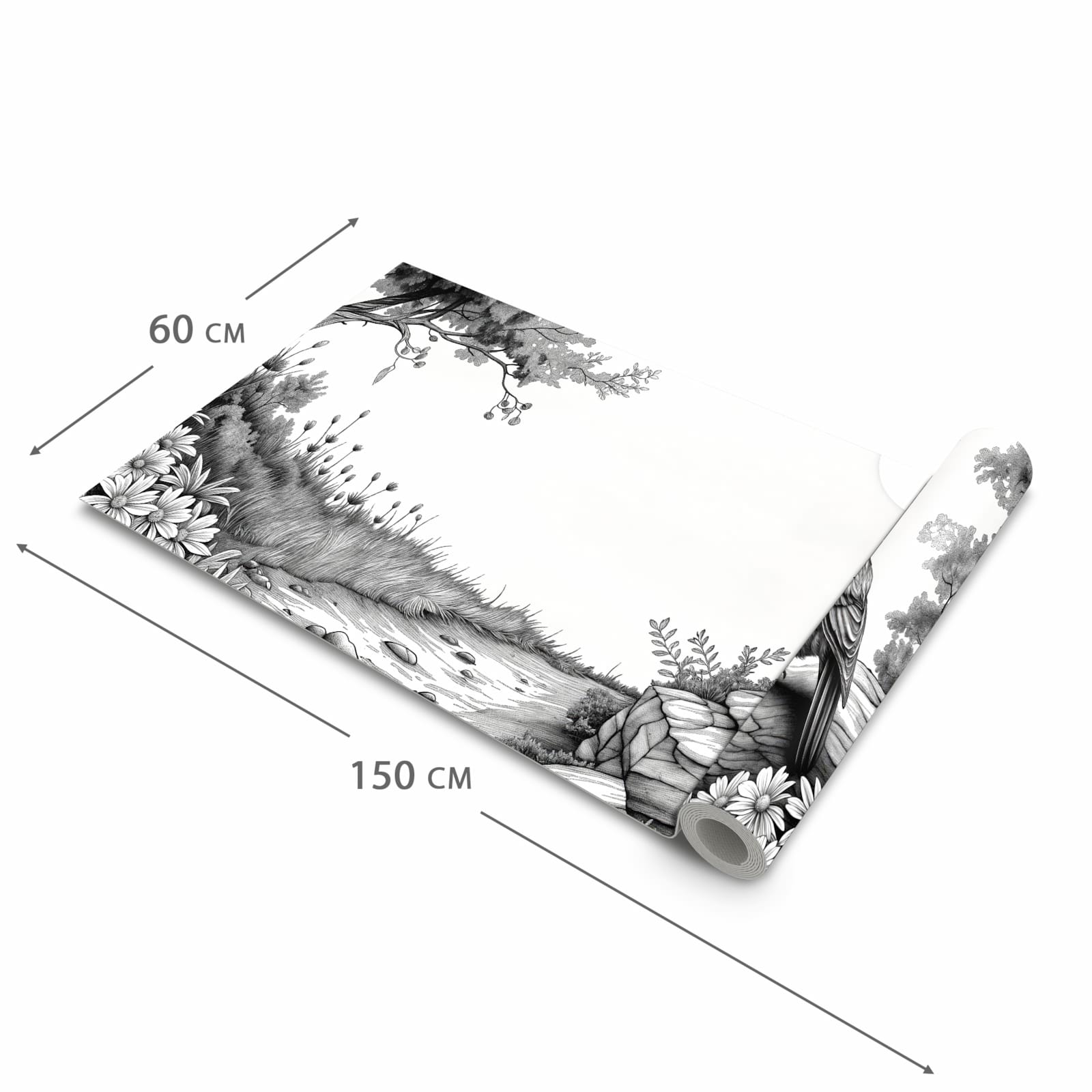 Langlebiger Küchenläufer mit Motiv Natur Illustration in der Grösse 60x300 cm, waschbar
