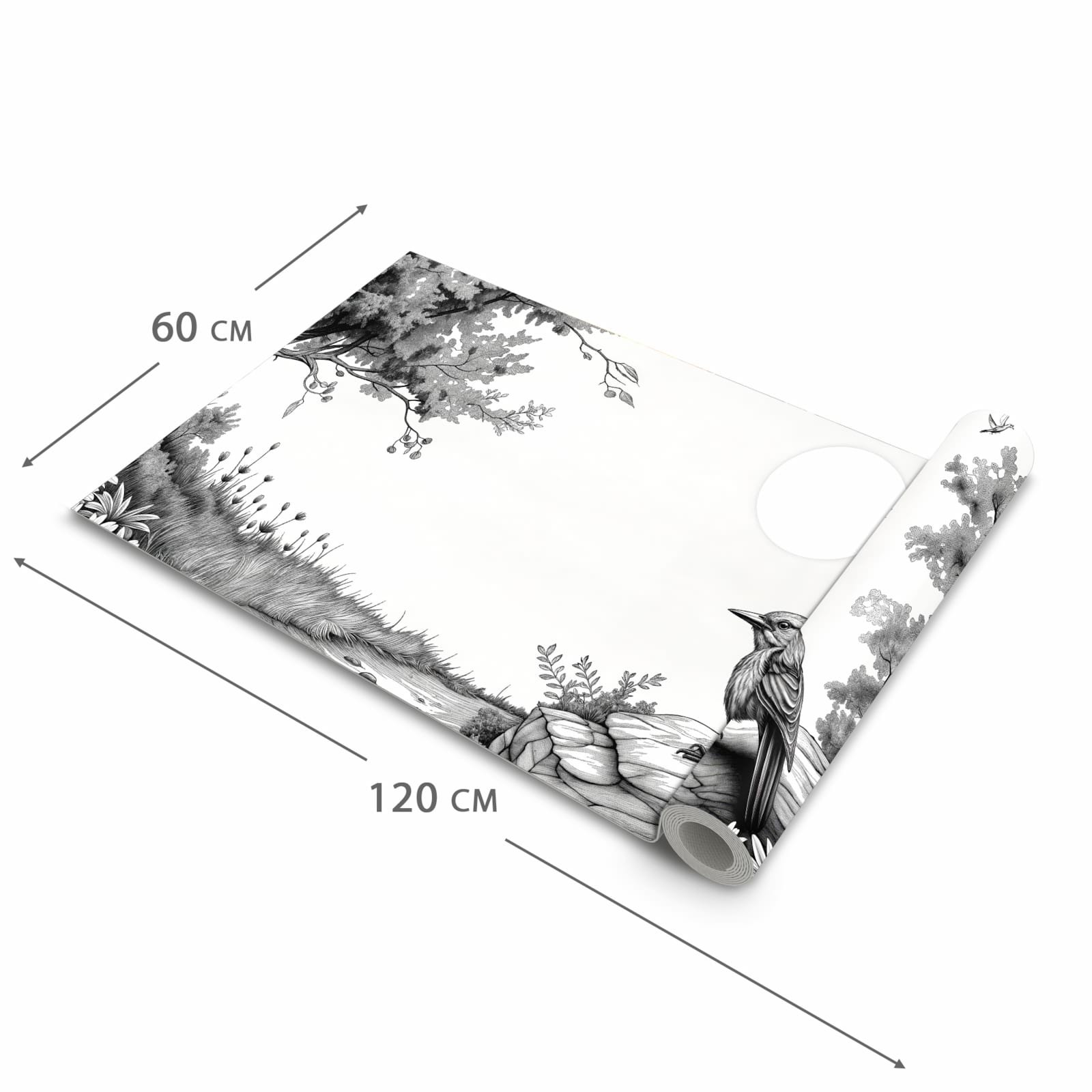 Geruchsneutraler Küchenläufer mit Motiv Natur Illustration in der Grösse 60x300 cm