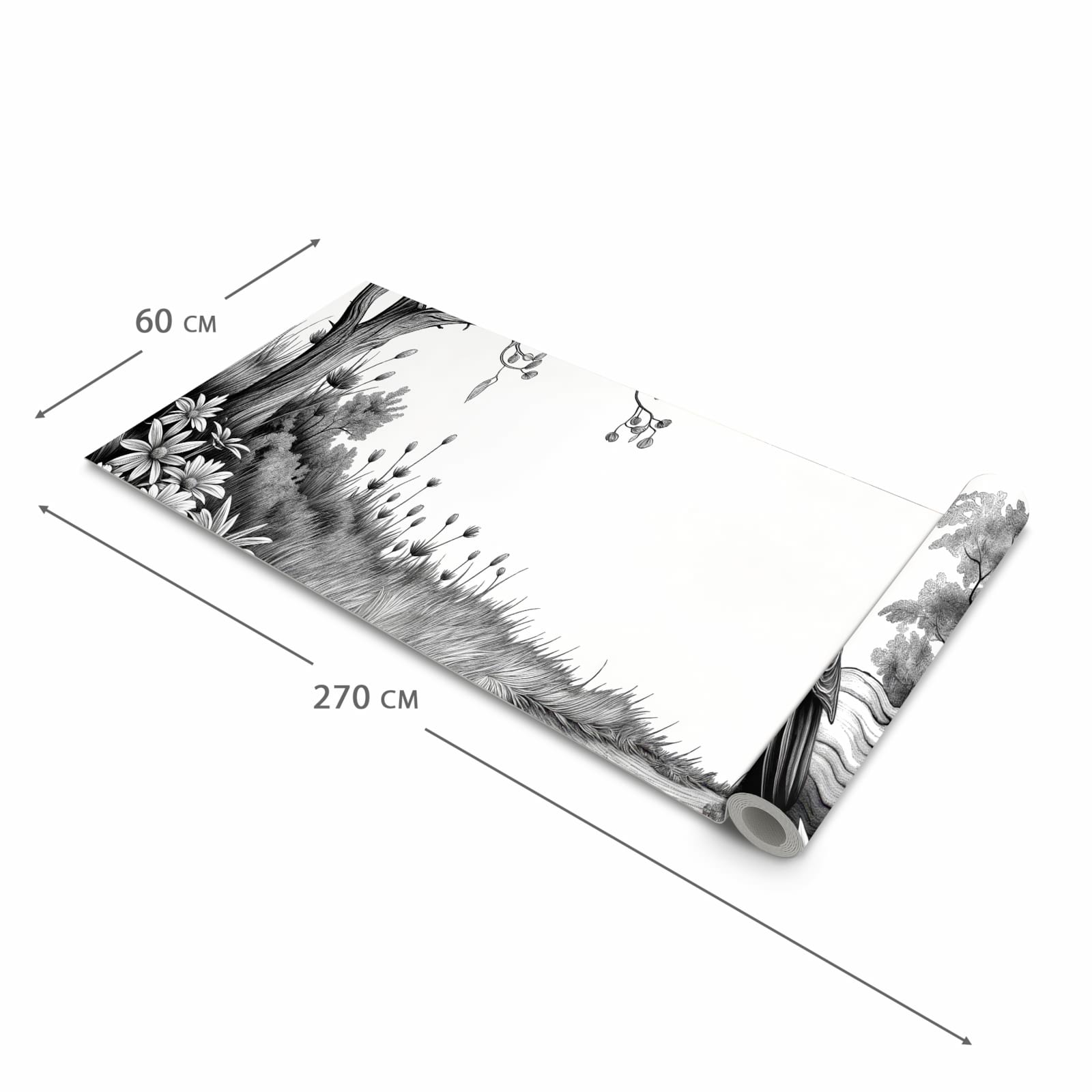 Komfortabler rutschfester Küchenläufer mit Motiv Natur Illustration in der Größe 60x300 cm