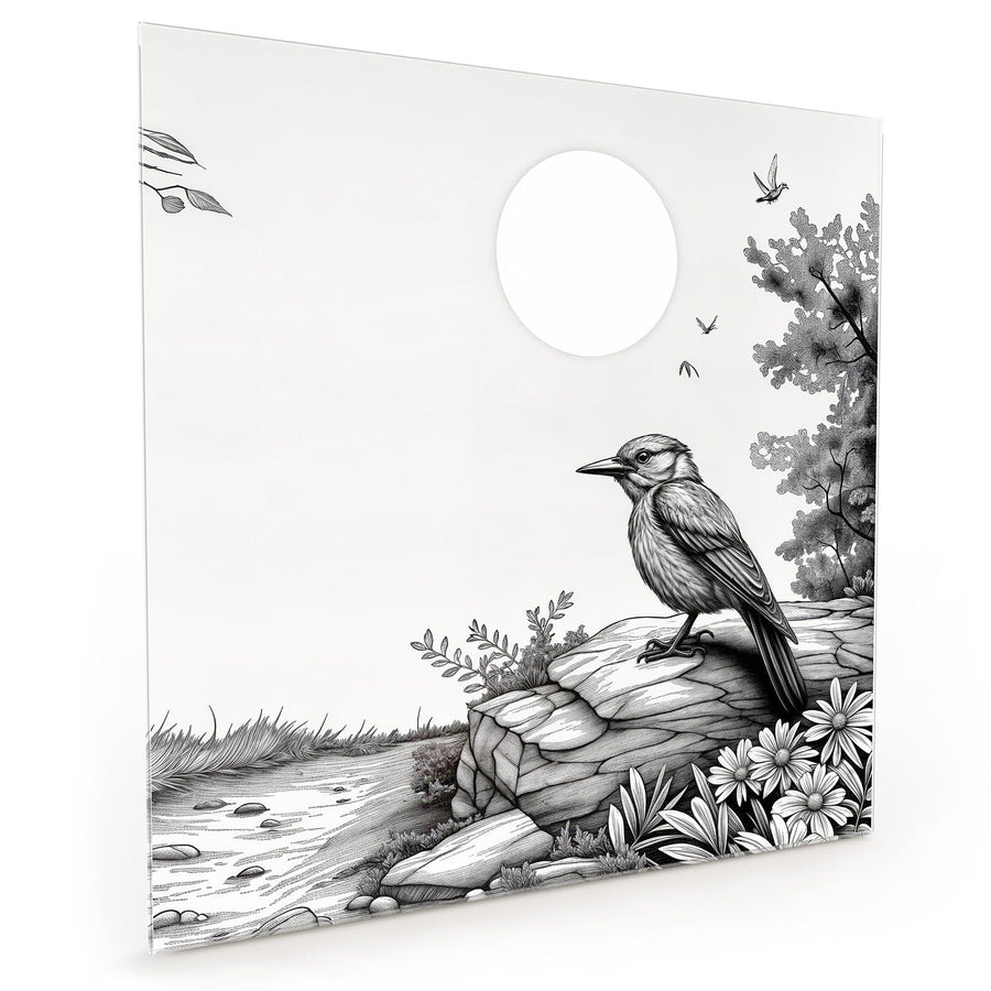 Maße Küchenrückwand Vogel auf dem Felsen aus Glas