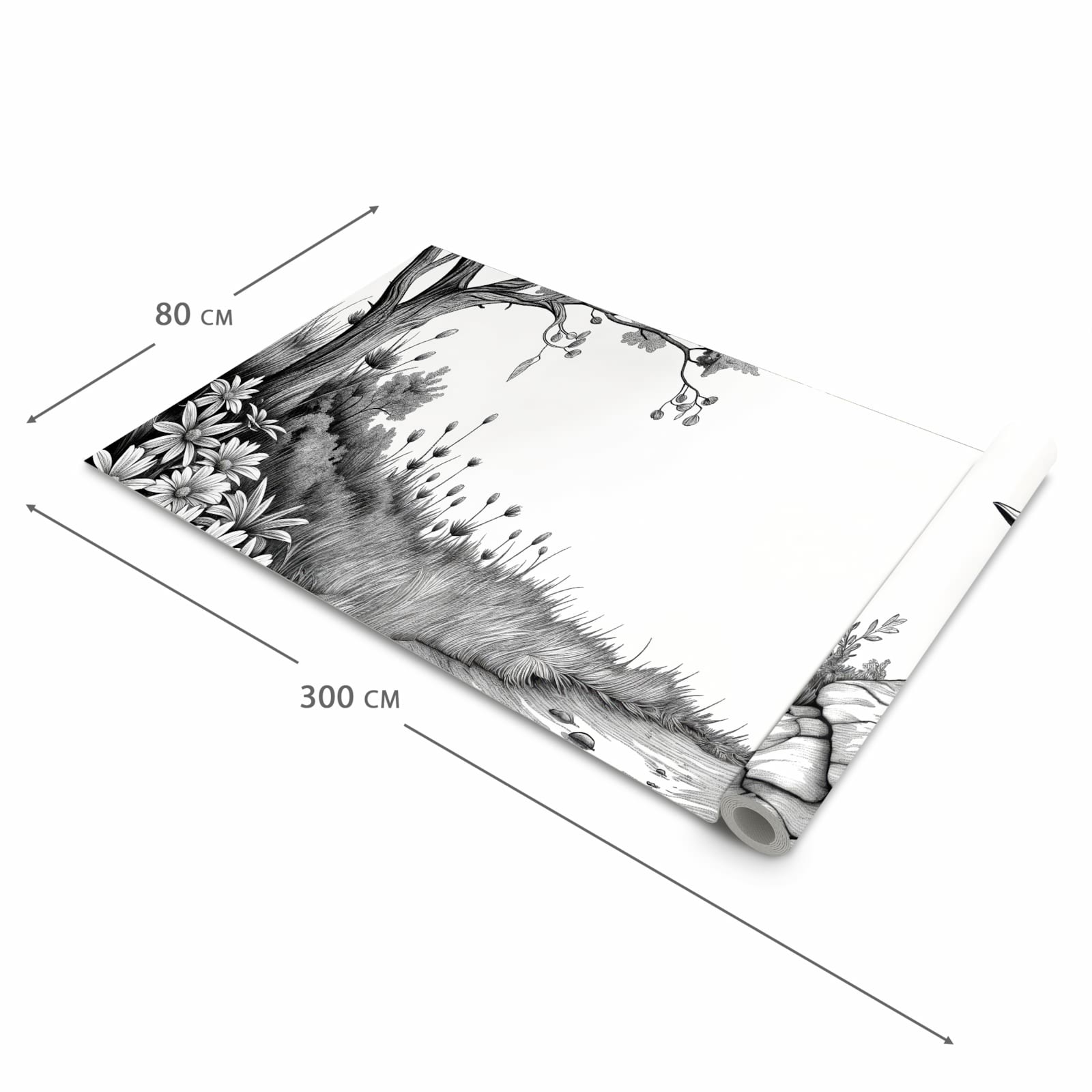 Waschbarer moderner Küchenläufer mit Motiv Natur Illustration in der Grösse 60x300 cm