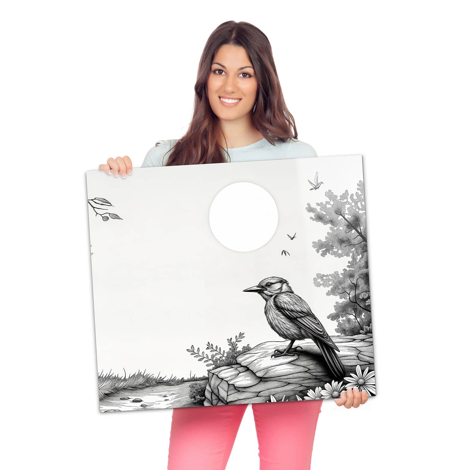 2-teilige Herdabdeckung aus Glas mit Natur Illustration-Motiv als Spritzschutz hinter dem Kochfeld