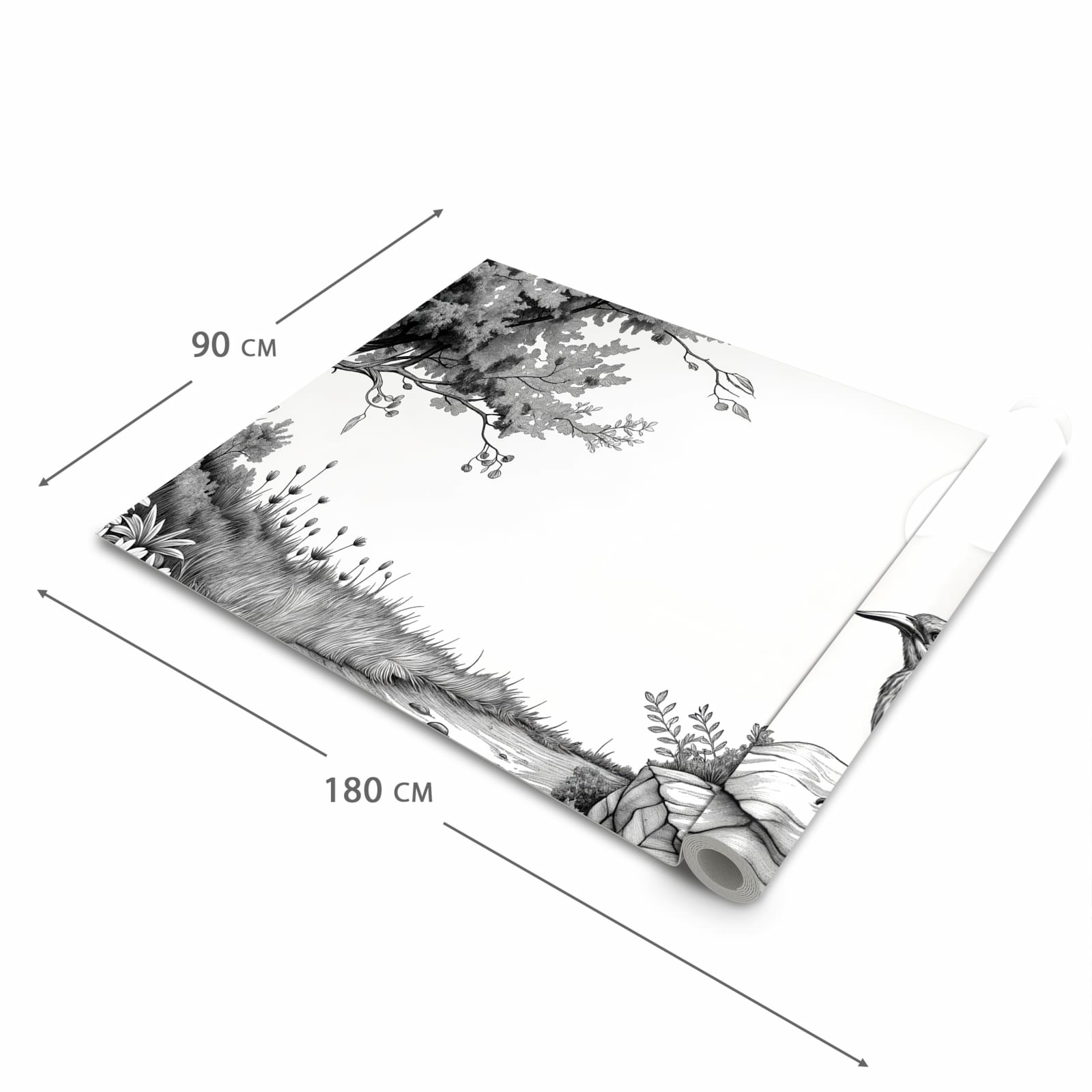 Langlebiger abwaschbarer Küchenläufer mit Motiv Natur Illustration in der Grösse 60x90 cm