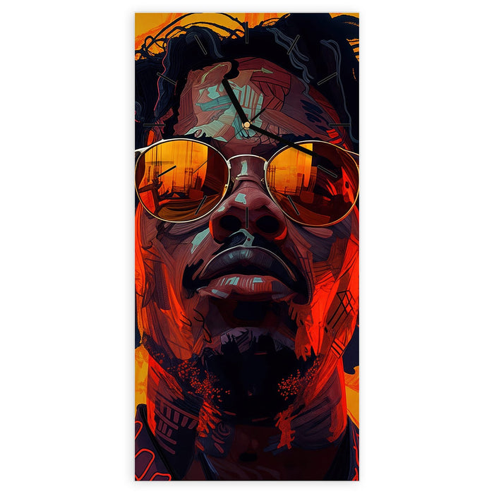 Wanduhr Künstlerischer Look aus Glas – Hochformat 30 × 60 cm mit Ziffernblatt Linie