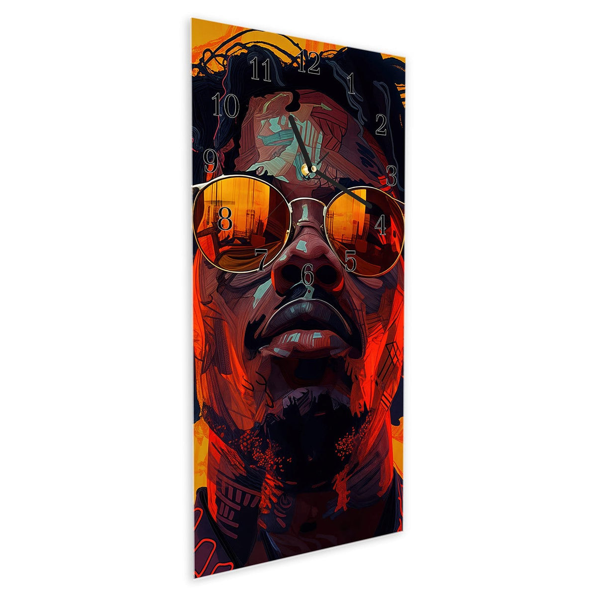 Vormontiert – mit Schwebeeffekt – Wanduhr Künstlerischer Look aus Glas – Hochformat 30 × 60 cm