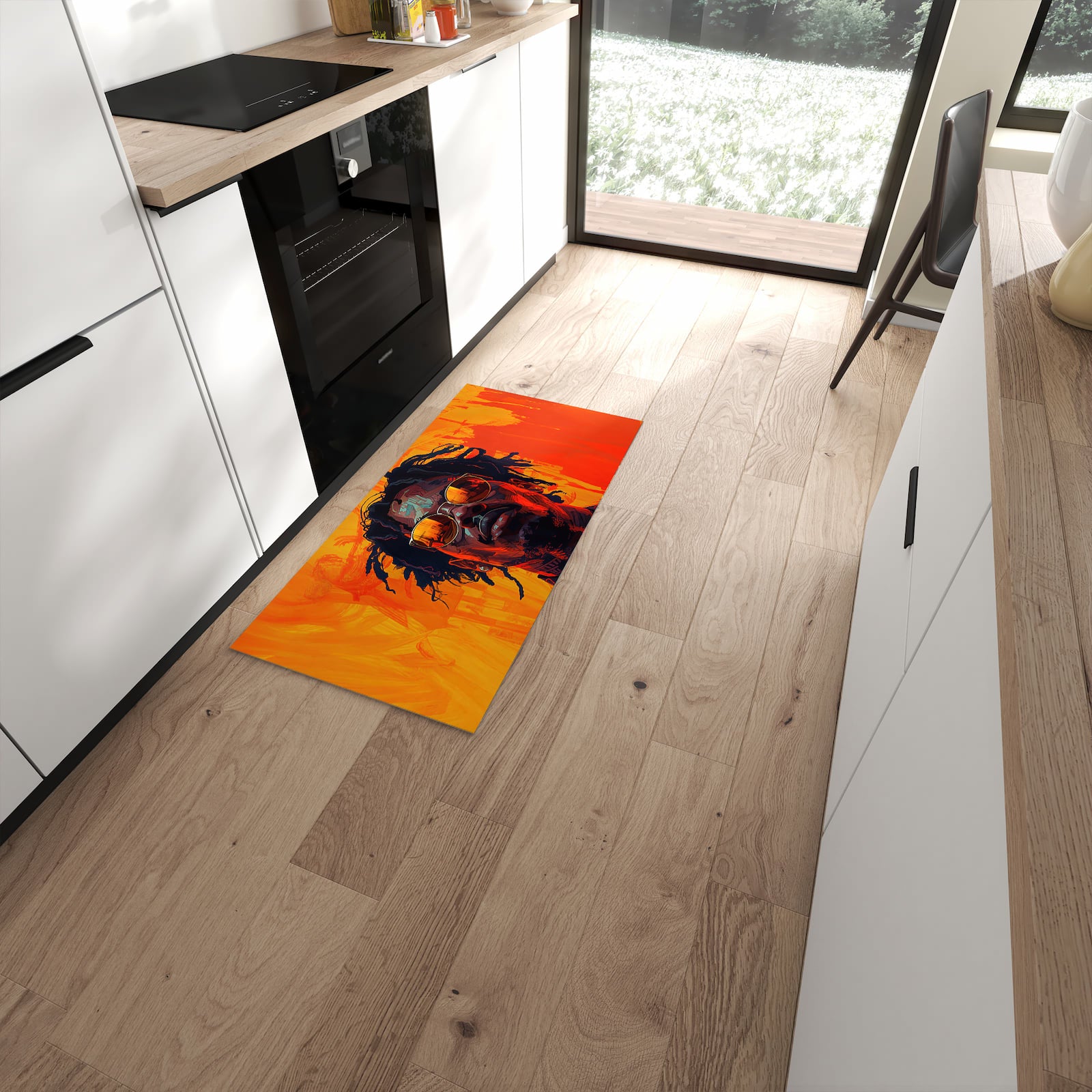 Waschbarer Küchenläufer mit Motiv Künstlerischer Look in moderner Küche #grösse_60 x 120 cm