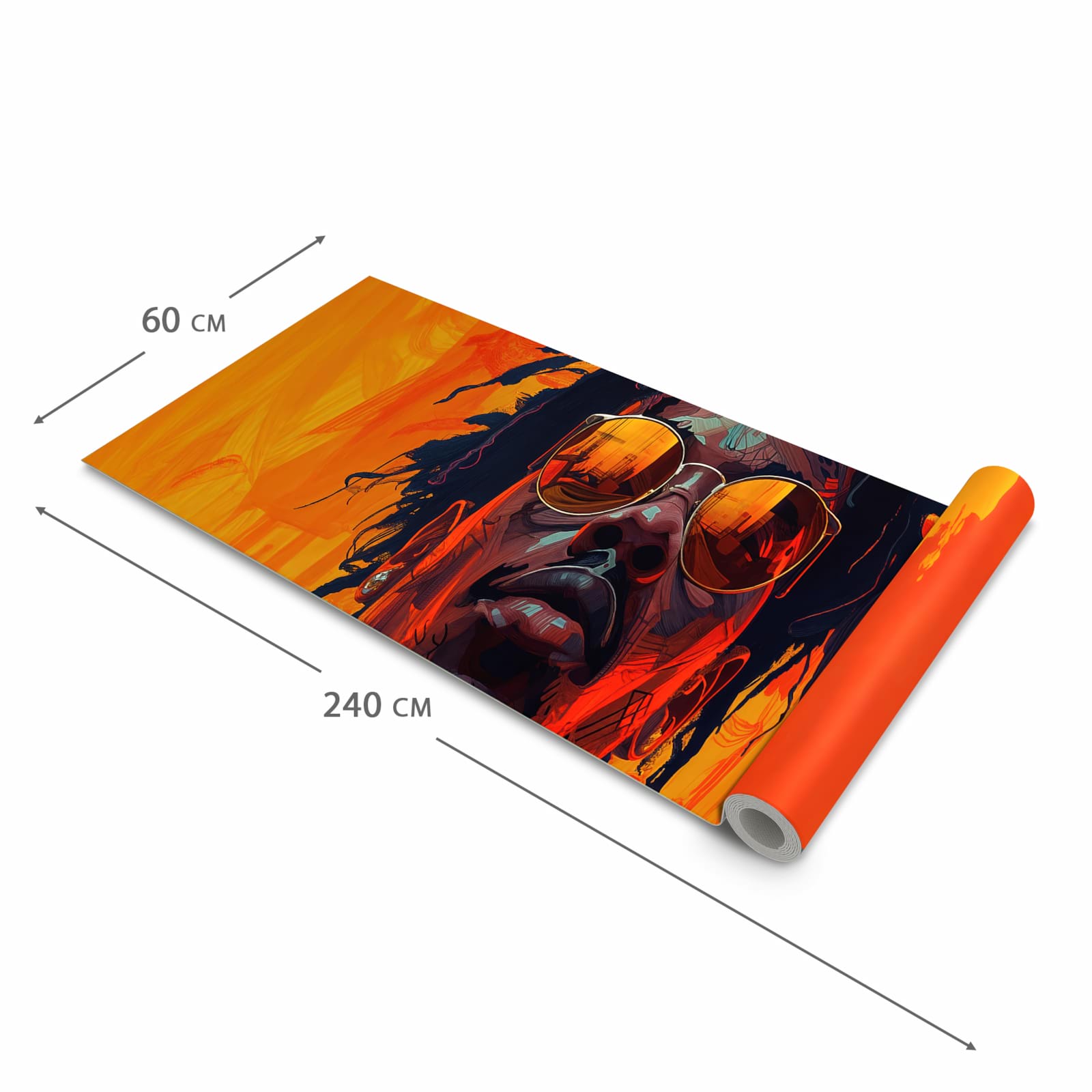 Formstabiler waschbarer Küchenteppich mit Motiv Künstlerischer Look in der Grösse 60x300 cm