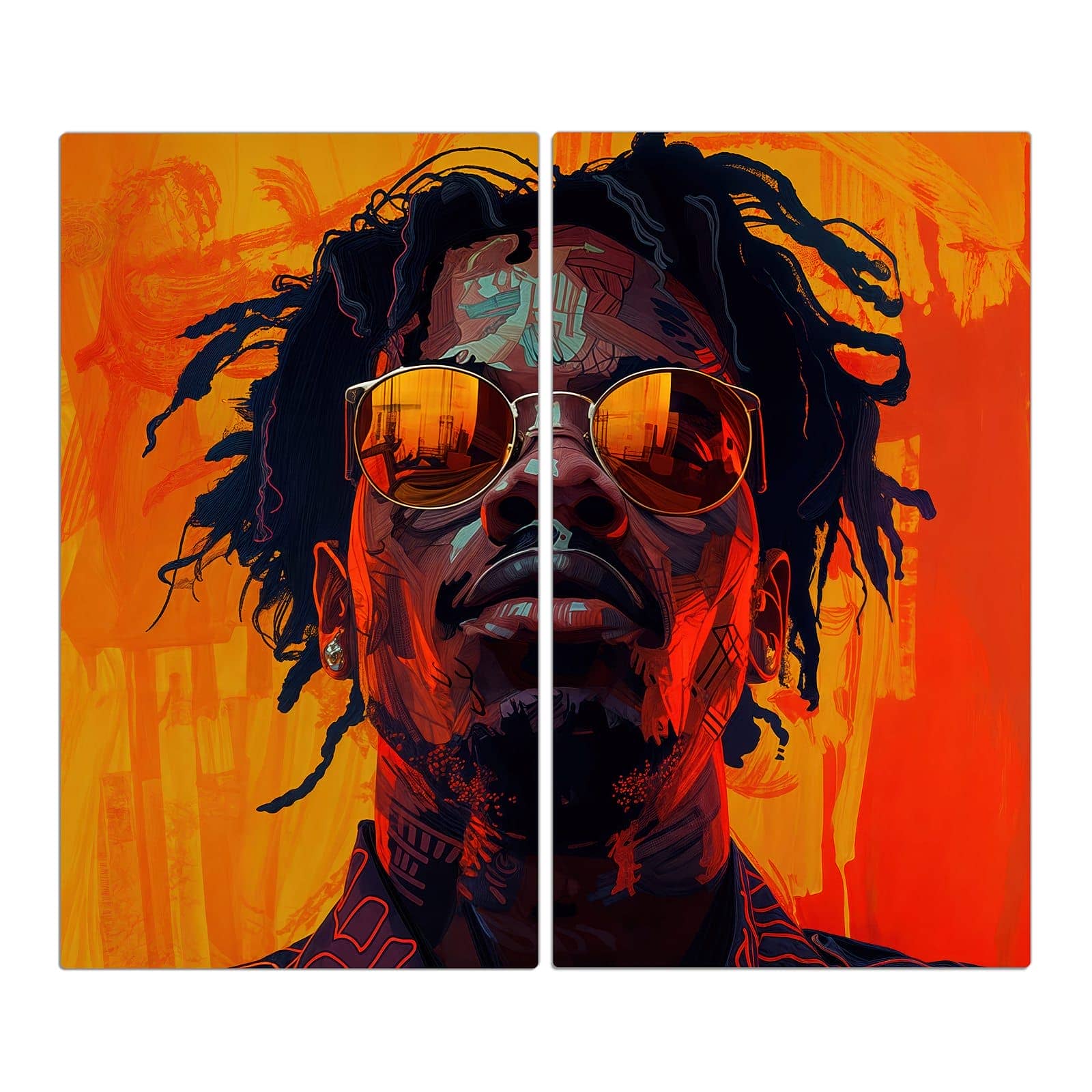 2-teilige Herdabdeckplatten für Ceranfeld mit Künstlerischer Look-Motiv in der Frontansicht #grösse_2-Teilig (60x52cm)