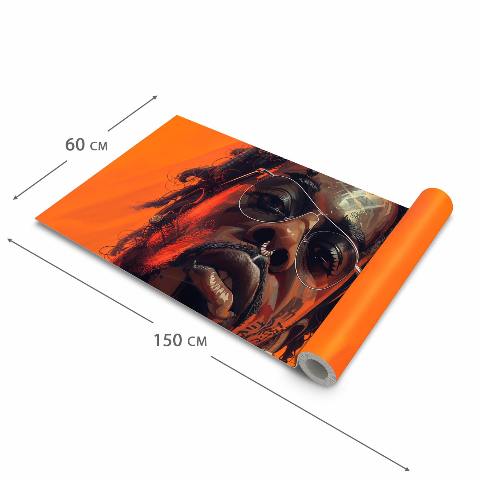 Pflegeleichter Teppichläufer für die Küche mit Motiv Stilvolle Brillengesicht in der Grösse 60x270 cm