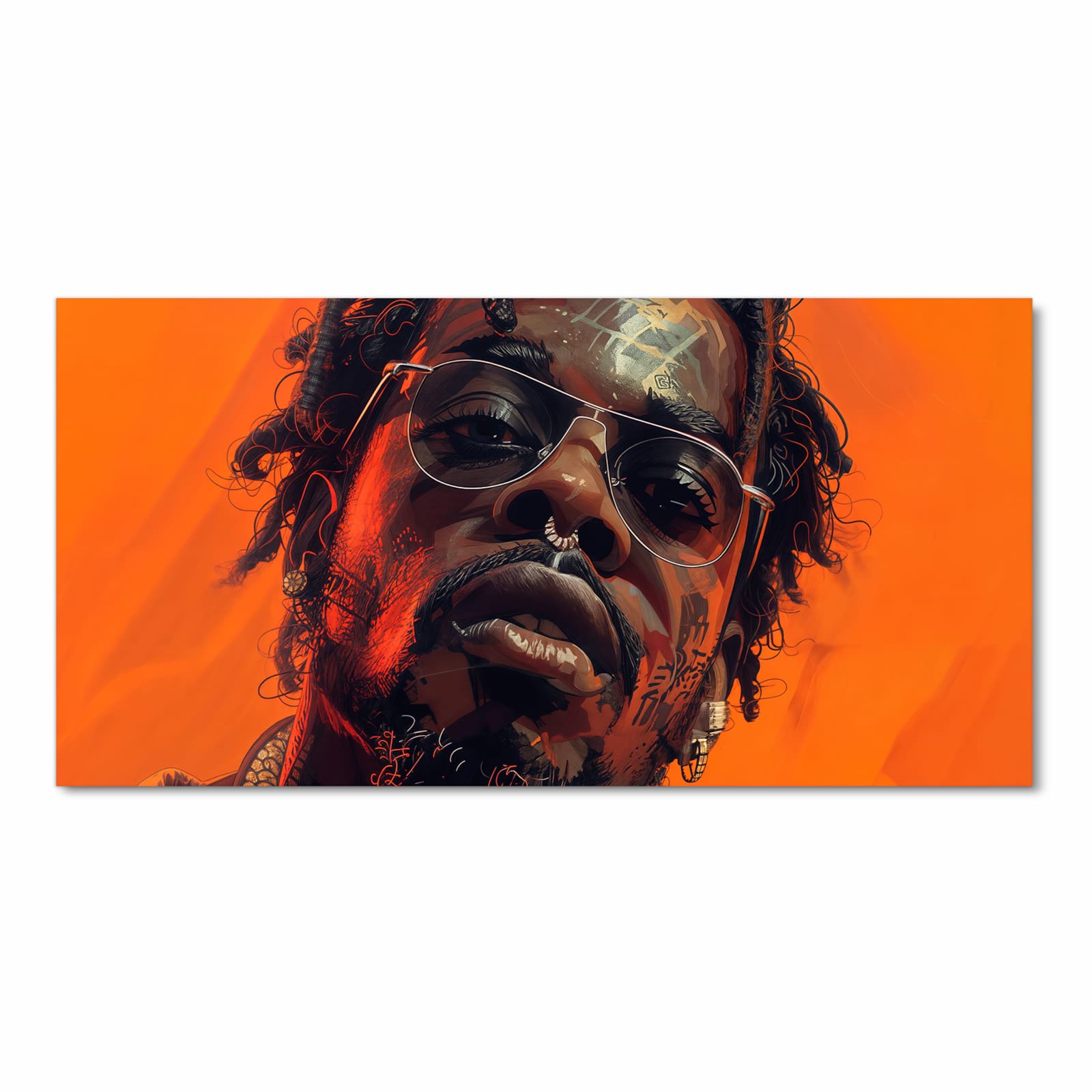 Feuchtigkeitsresistenter Läufer für Eingangsbereich mit Motiv Stilvolle Brillengesicht in Frontansicht