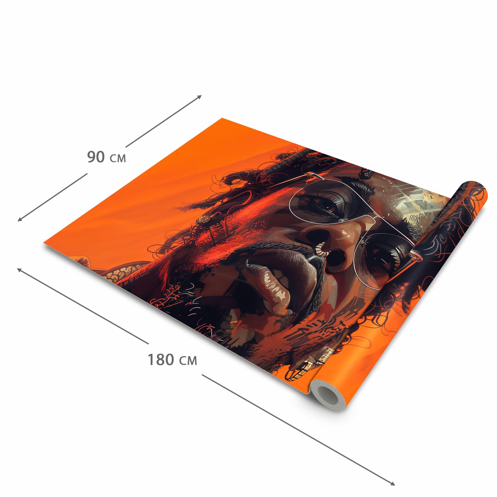 Feuchtigkeitsresistenter waschbarer Teppich Esstisch mit Motiv Stilvolle Brillengesicht in der Grösse 60x300 cm