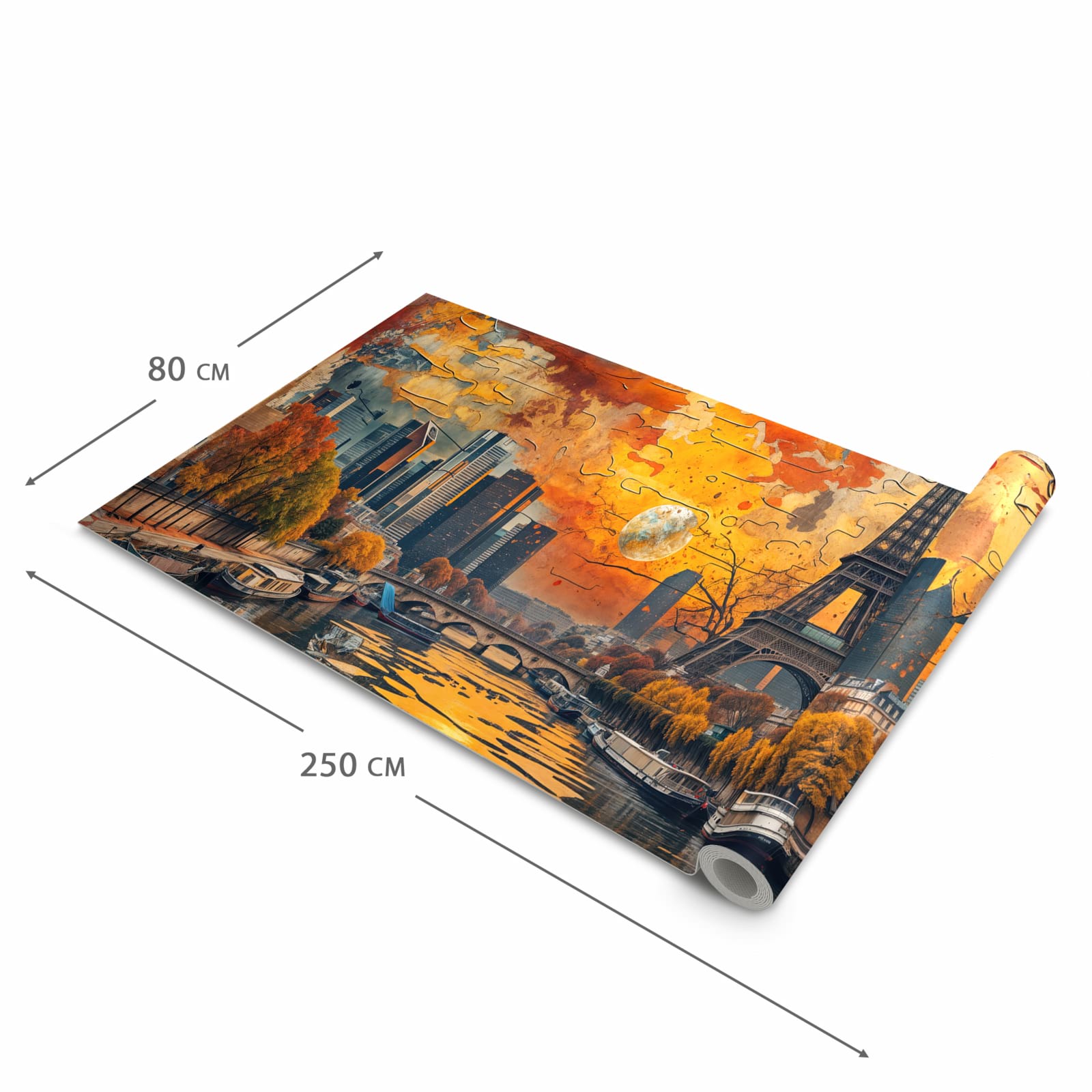 Wasserabweisender Küchenläufer mit Motiv Eiffelturm Skyline in der Größe 60x270 cm