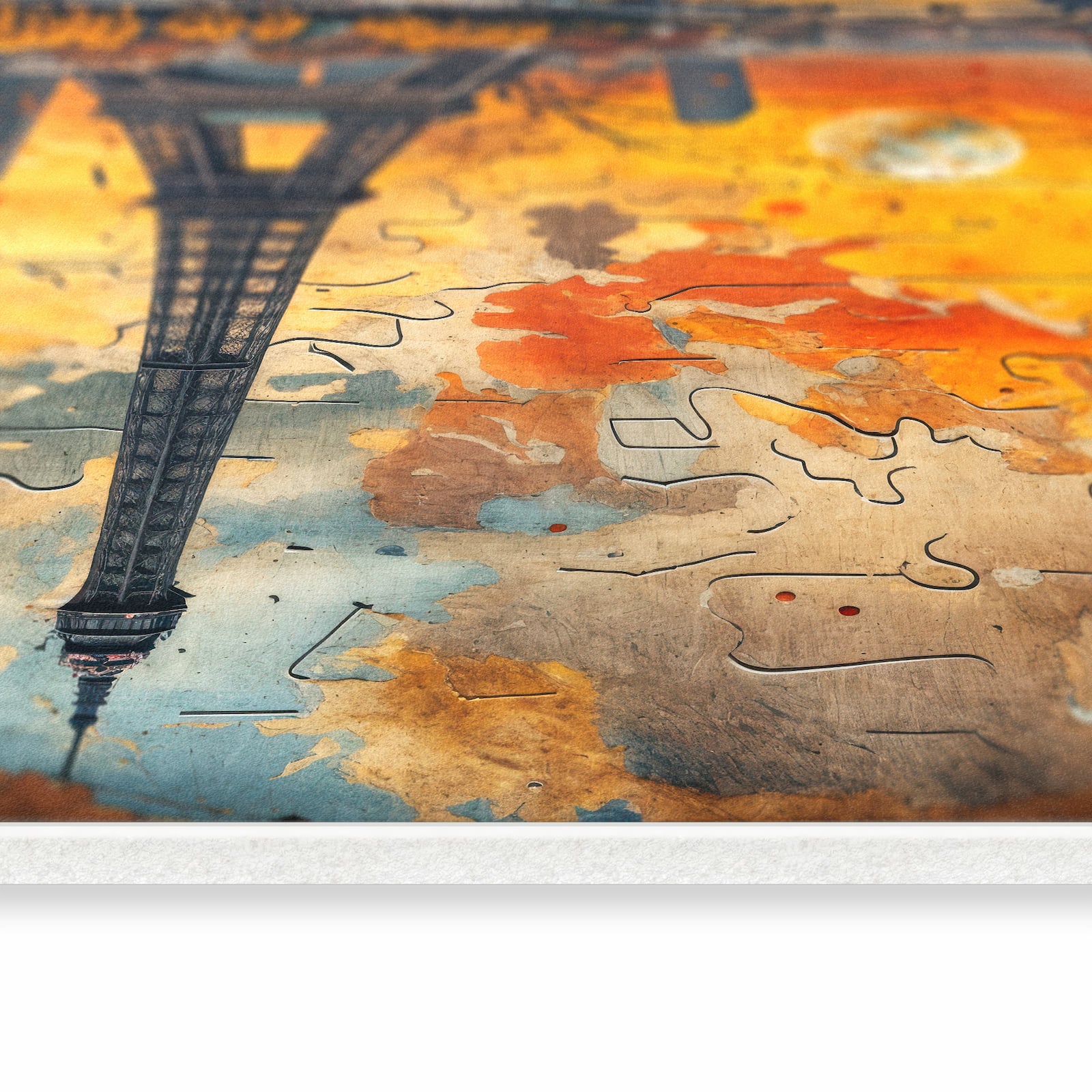 Wasserabweisender moderner Küchenläufer mit Motiv Eiffelturm Skyline in seitlicher Ansicht