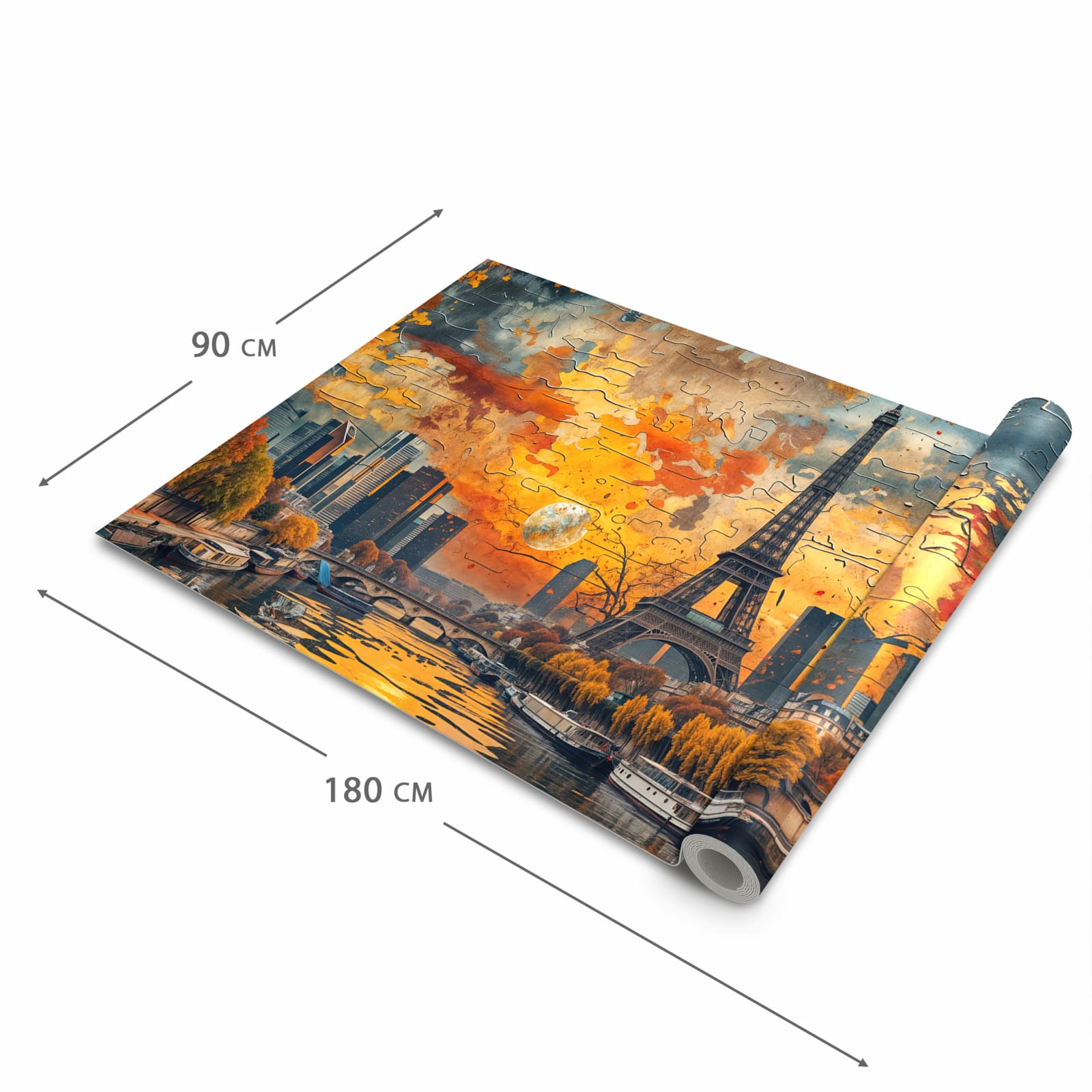 Geruchsneutraler waschbarer Teppich Küche mit Motiv Eiffelturm Skyline in der Grösse 60x270 cm