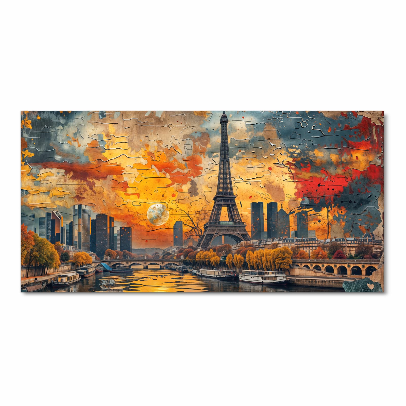 Geräuschdämpfender Läufer für die Küche mit Motiv Eiffelturm Skyline in Frontansicht