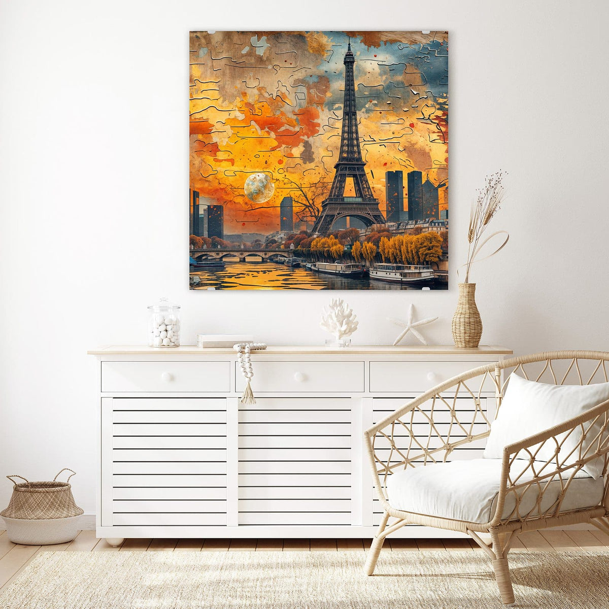 Echtglas, 4 mm – kein Acryl, keine Folie – Wandbild - Paris als Collage - Quadratisch